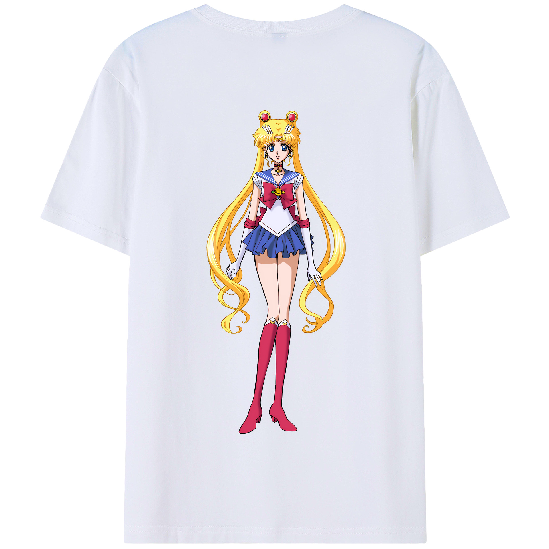 （画像用） 美少女戦士セーラームーン 月野 うさぎ つきの うさぎ Sailor Moon Tsukino Usagi 綿100％半袖Tシャツ（背面プリント）