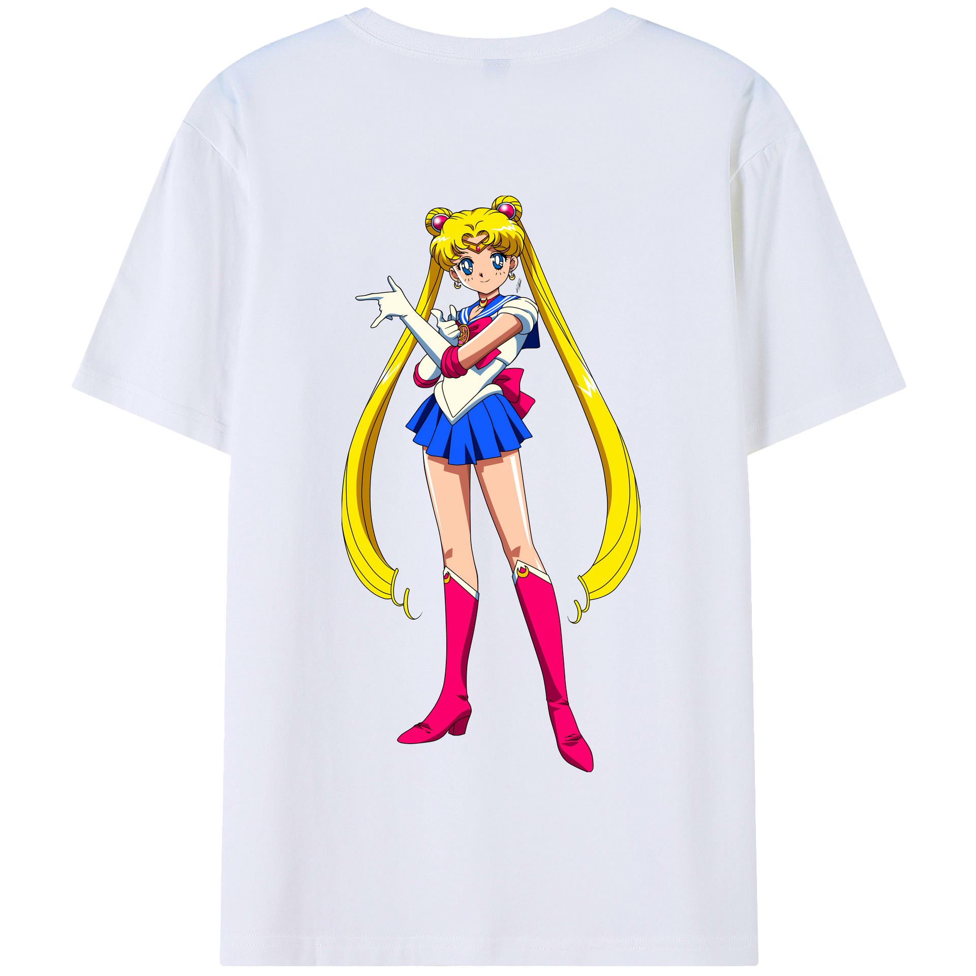 （画像用） 美少女戦士セーラームーン 月野 うさぎ つきの うさぎ Sailor Moon Tsukino Usagi 綿100％半袖Tシャツ（背面プリント）