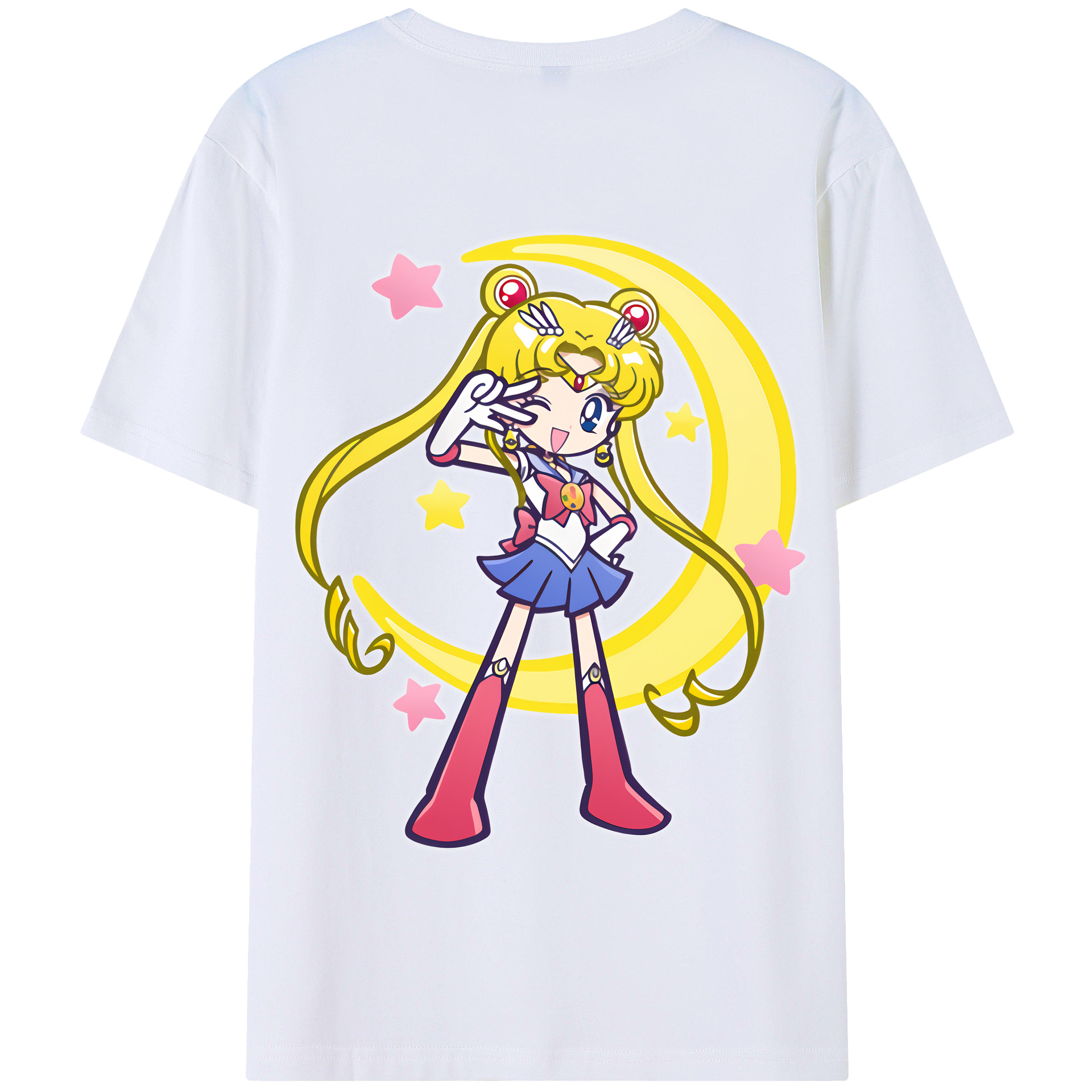 （画像用） 美少女戦士セーラームーン 月野 うさぎ つきの うさぎ Sailor Moon Tsukino Usagi 綿100％半袖Tシャツ（背面プリント）