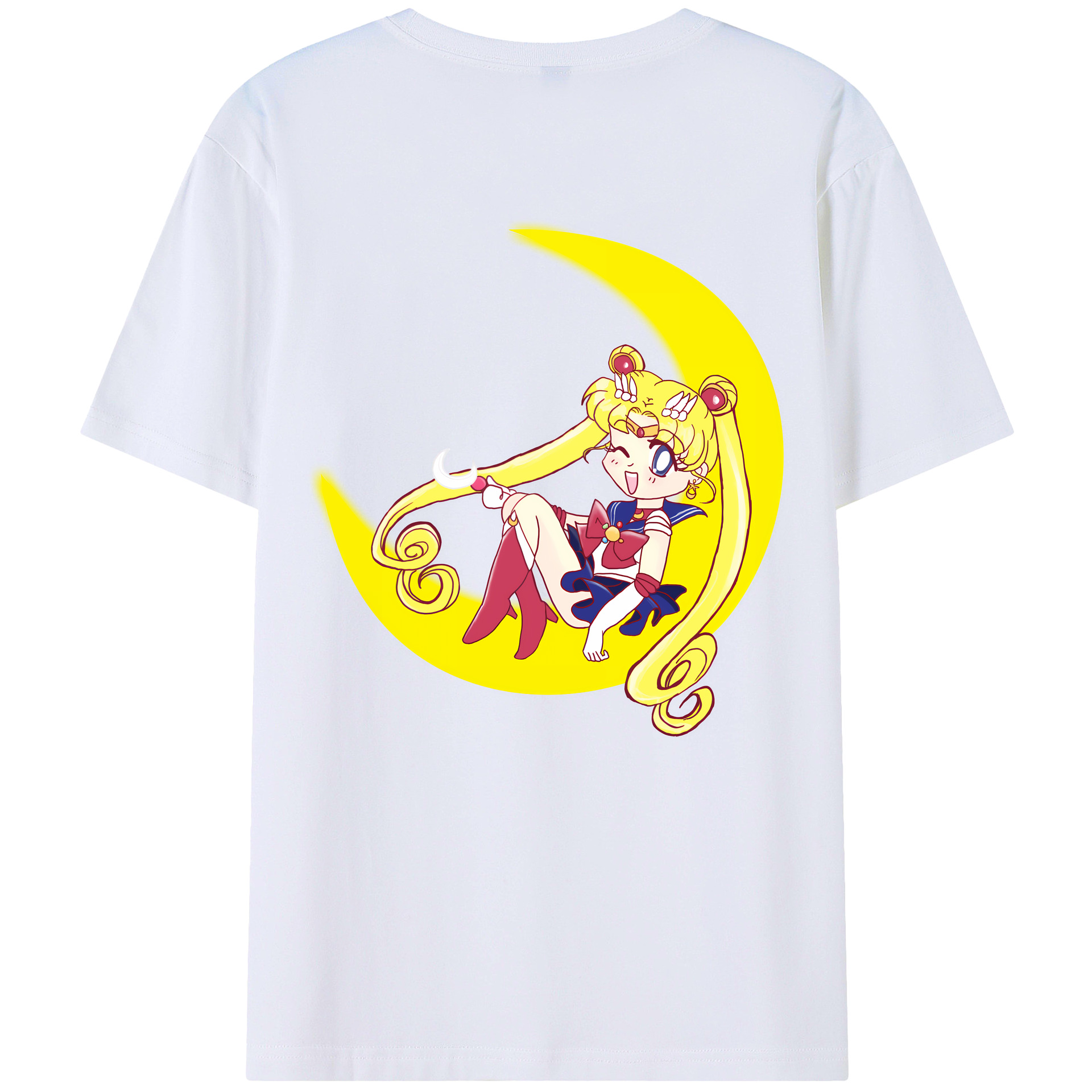 （画像用） 美少女戦士セーラームーン 月野 うさぎ つきの うさぎ Sailor Moon Tsukino Usagi 綿100％半袖Tシャツ（背面プリント）
