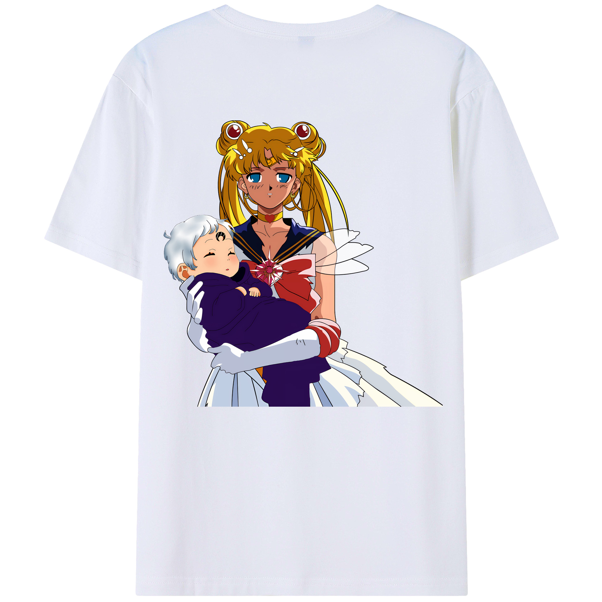 （画像用） 美少女戦士セーラームーン 月野 うさぎ つきの うさぎ Sailor Moon Tsukino Usagi 綿100％半袖Tシャツ（背面プリント）