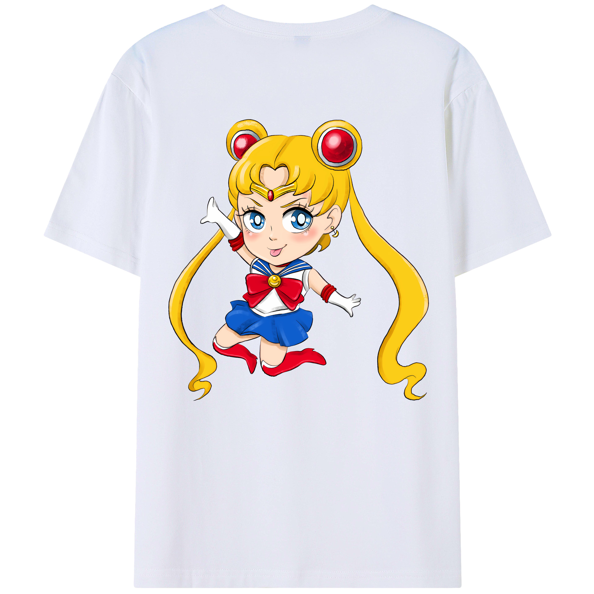 （画像用） 美少女戦士セーラームーン 月野 うさぎ つきの うさぎ Sailor Moon Tsukino Usagi 綿100％半袖Tシャツ（背面プリント）
