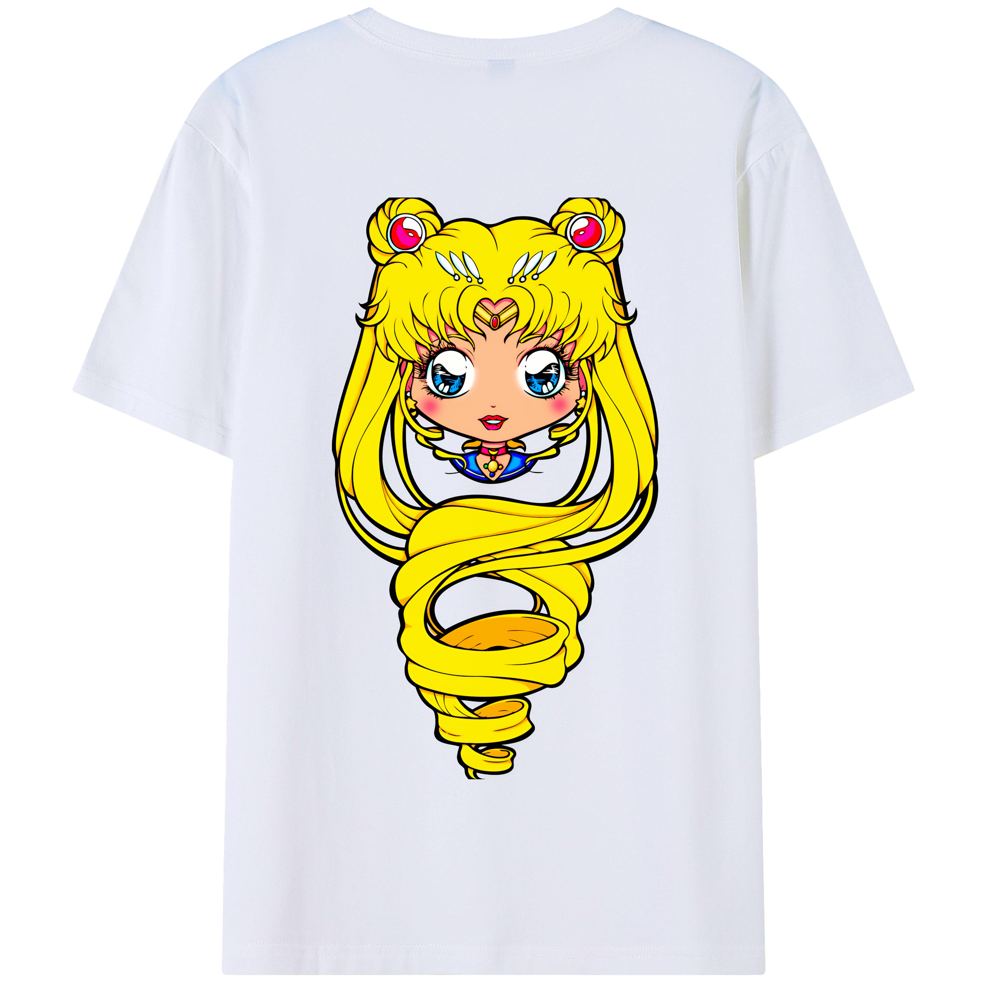 （画像用） 美少女戦士セーラームーン 月野 うさぎ つきの うさぎ Sailor Moon Tsukino Usagi 綿100％半袖Tシャツ（背面プリント）