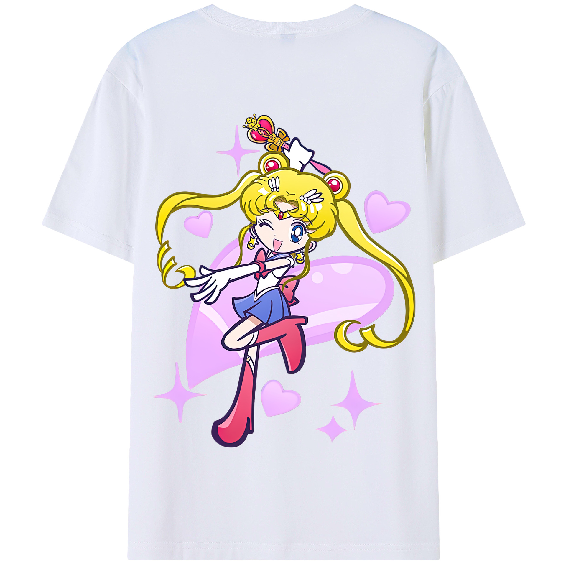 （画像用） 美少女戦士セーラームーン 月野 うさぎ つきの うさぎ Sailor Moon Tsukino Usagi 綿100％半袖Tシャツ（背面プリント）