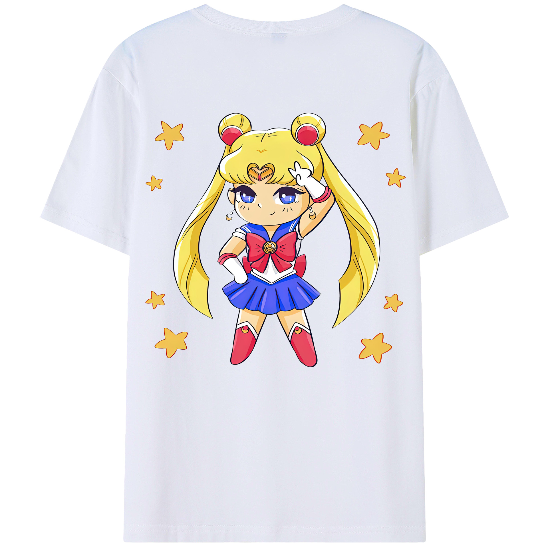 （画像用） 美少女戦士セーラームーン 月野 うさぎ つきの うさぎ Sailor Moon Tsukino Usagi 綿100％半袖Tシャツ（背面プリント）