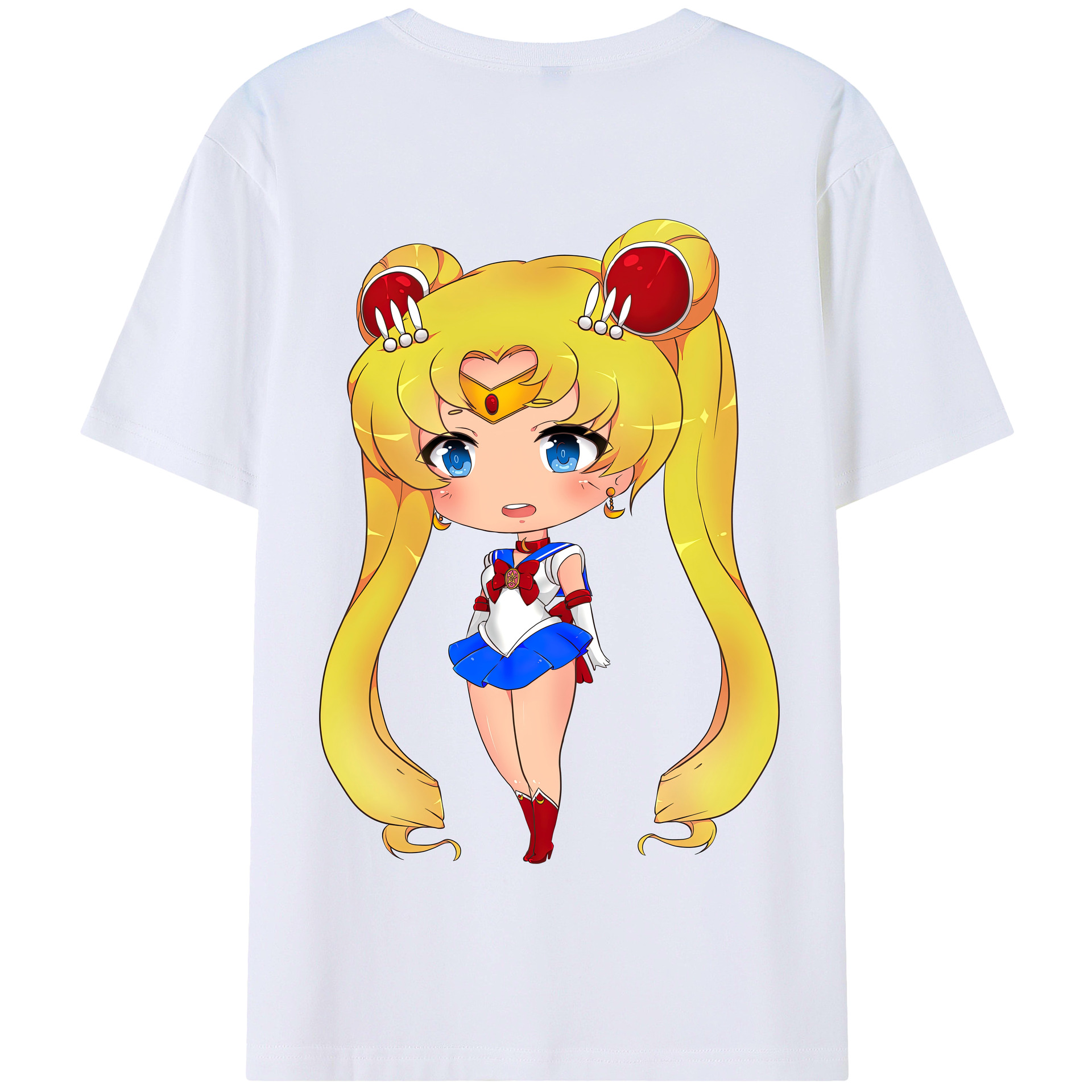 （画像用） 美少女戦士セーラームーン 月野 うさぎ つきの うさぎ Sailor Moon Tsukino Usagi 綿100％半袖Tシャツ（背面プリント）