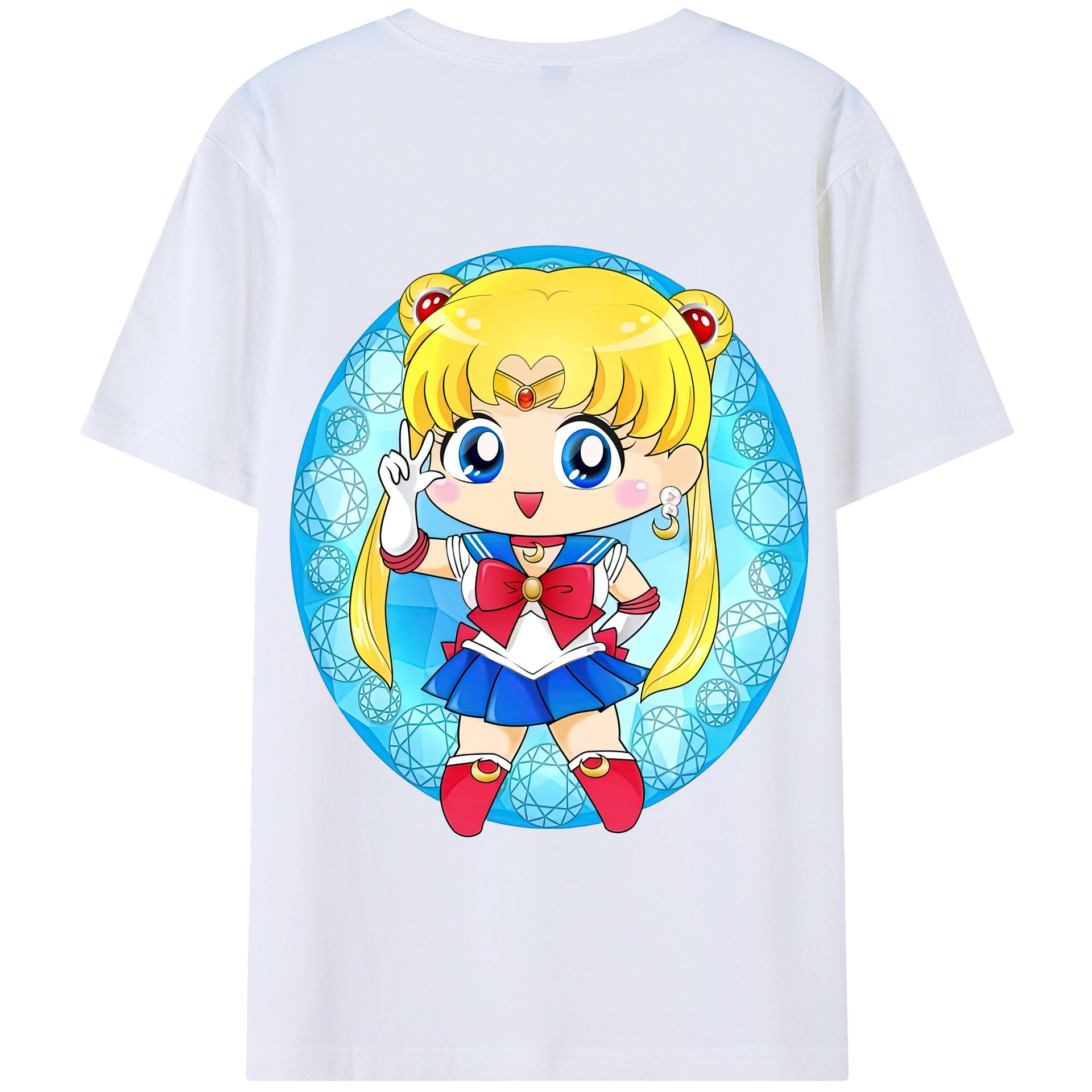 （画像用） 美少女戦士セーラームーン 月野 うさぎ つきの うさぎ Sailor Moon Tsukino Usagi 綿100％半袖Tシャツ（背面プリント）