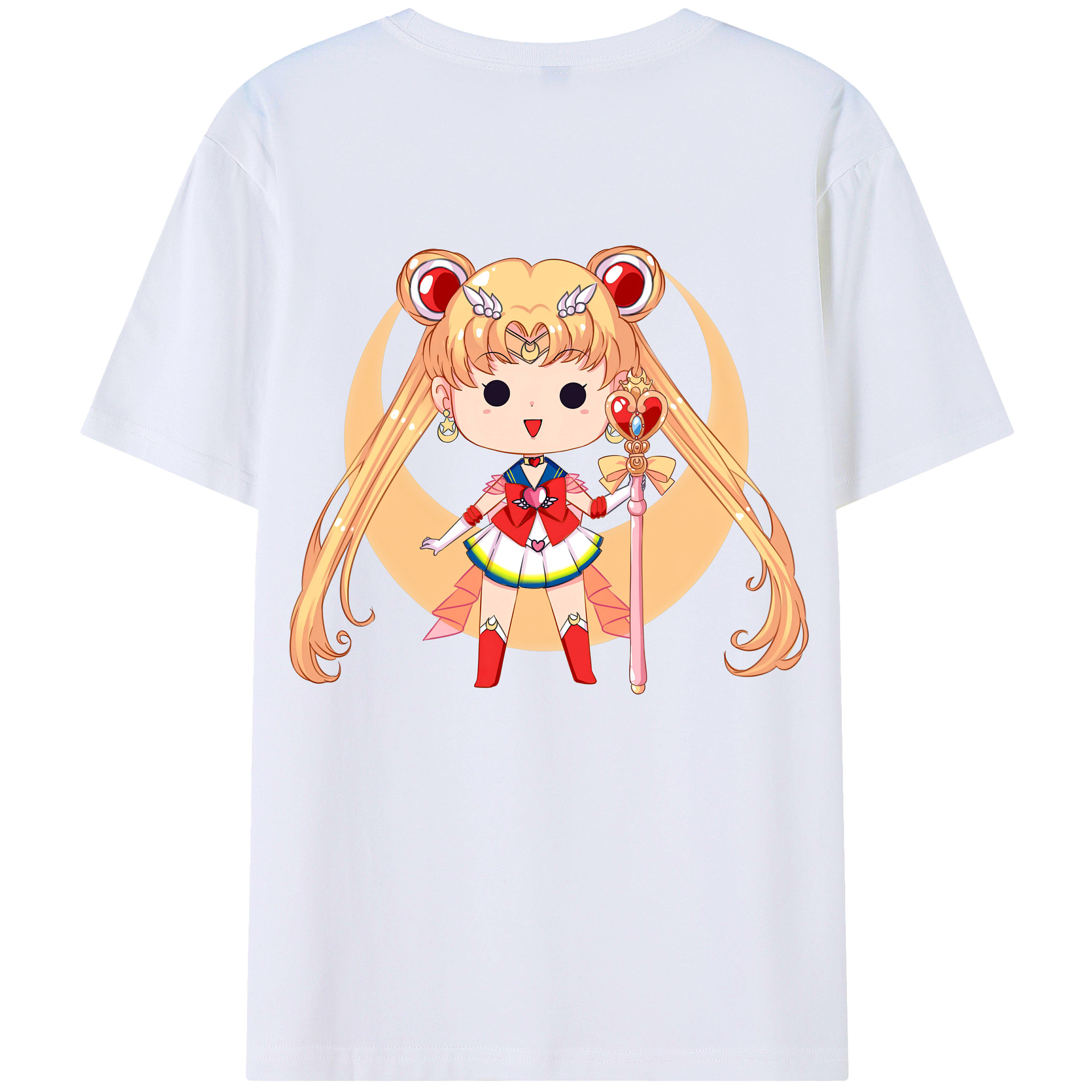 （画像用） 美少女戦士セーラームーン 月野 うさぎ つきの うさぎ Sailor Moon Tsukino Usagi 綿100％半袖Tシャツ（背面プリント）