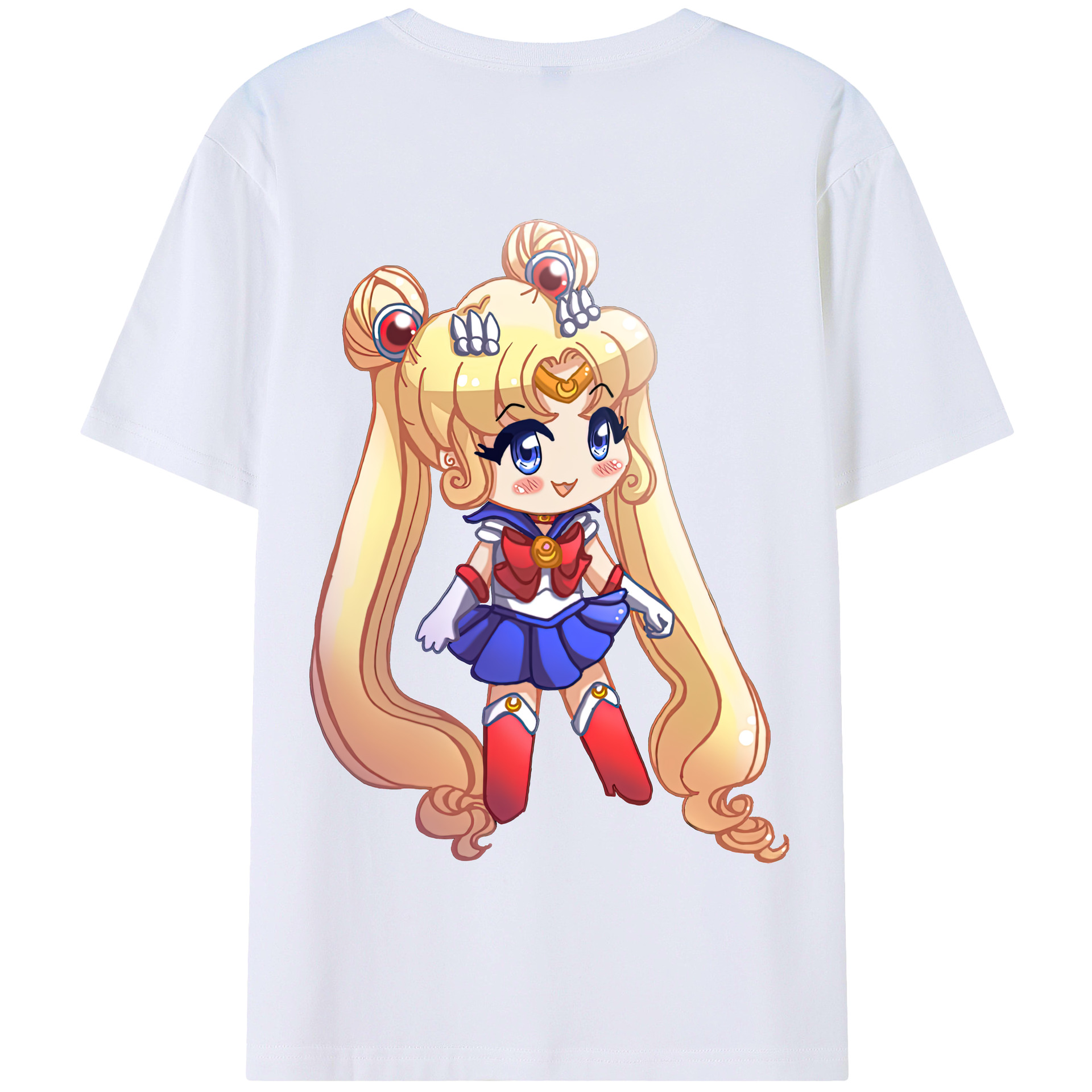 （画像用） 美少女戦士セーラームーン 月野 うさぎ つきの うさぎ Sailor Moon Tsukino Usagi 綿100％半袖Tシャツ（背面プリント）