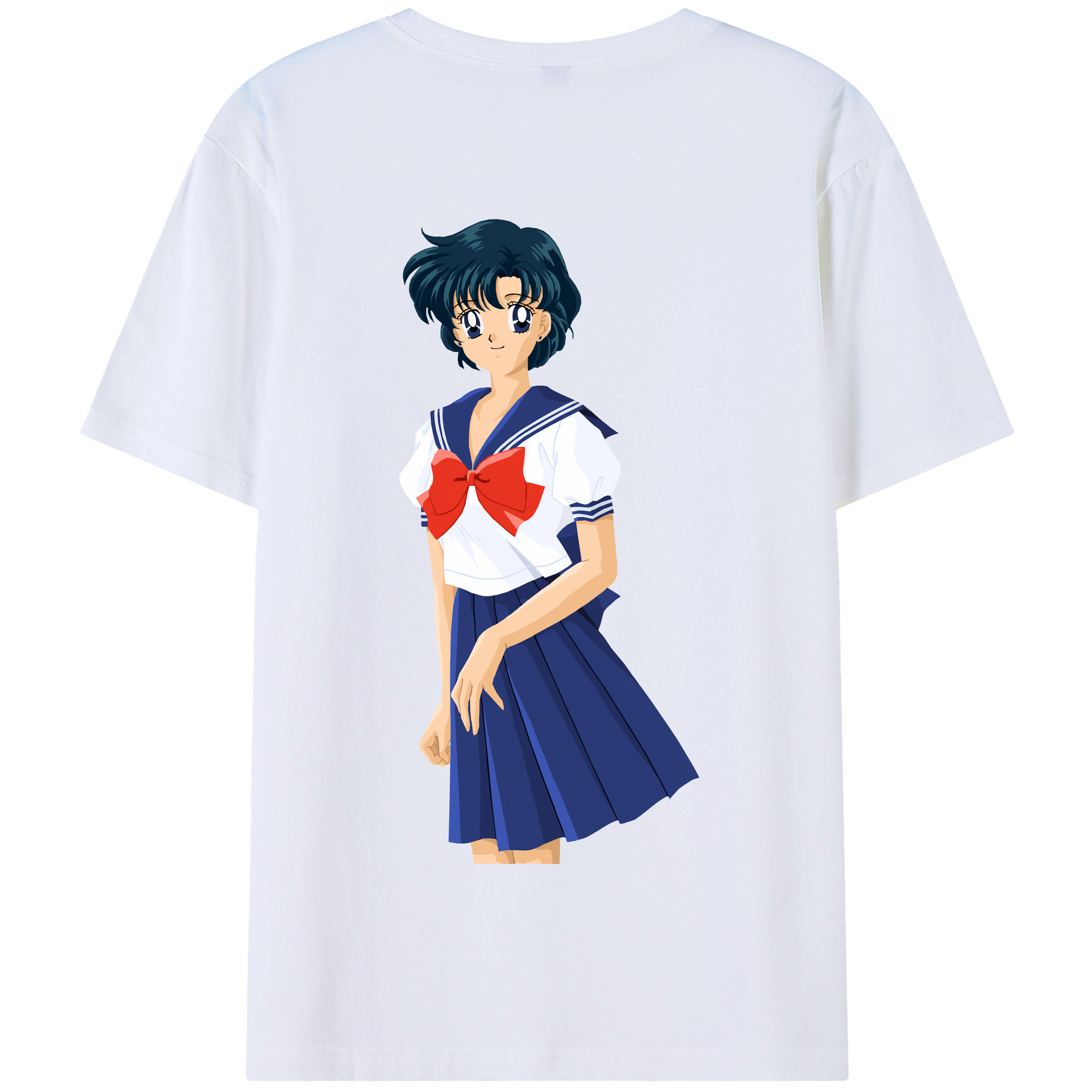 （画像用） 美少女戦士セーラームーン 水野 亜美 みずの あみ Sailor Moon Mizuno Ami 綿100％半袖Tシャツ（背面プリント）