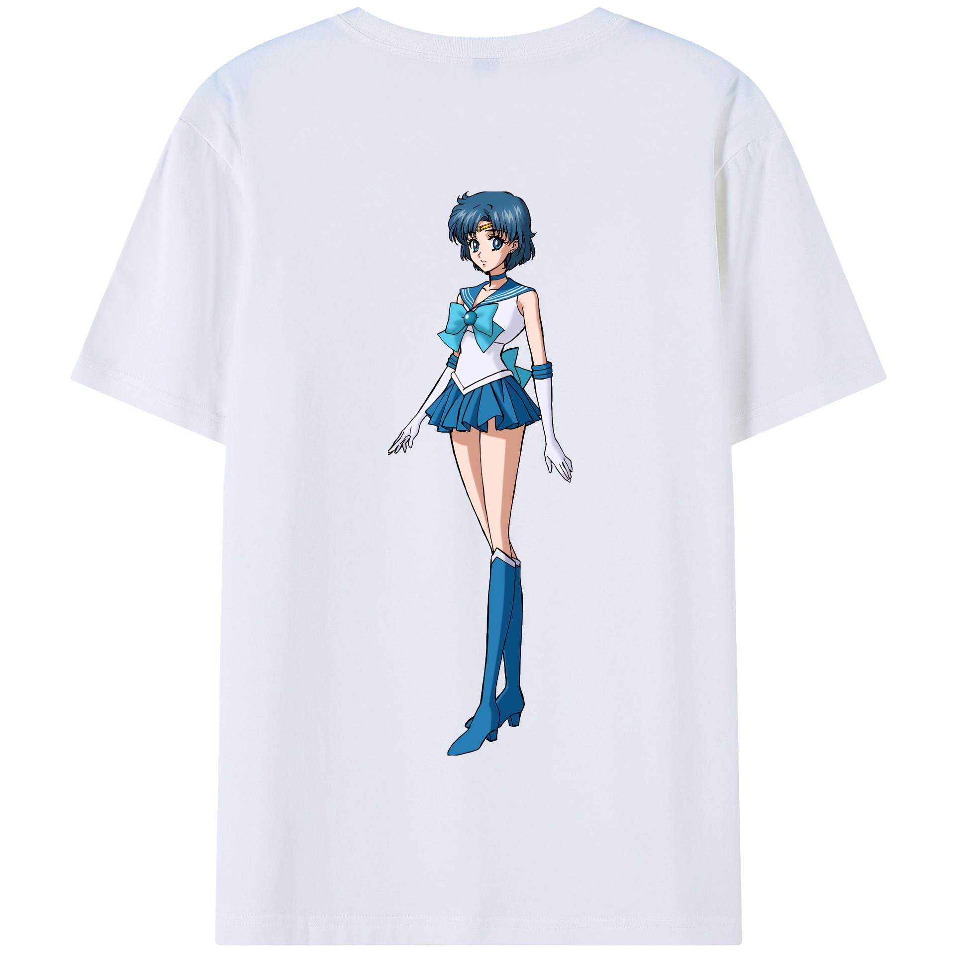 （画像用） 美少女戦士セーラームーン 水野 亜美 みずの あみ Sailor Moon Mizuno Ami 綿100％半袖Tシャツ（背面プリント）