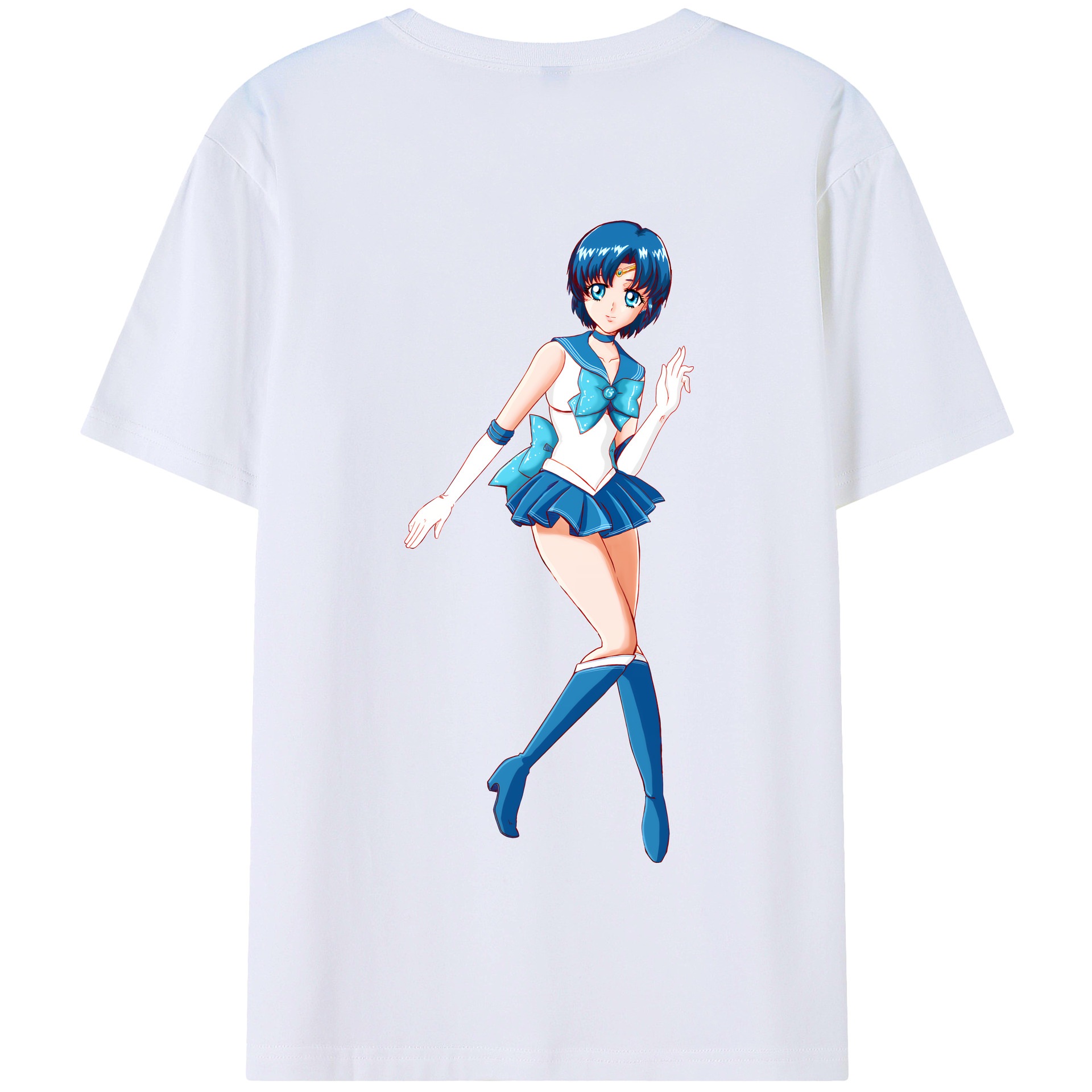 （画像用） 美少女戦士セーラームーン 水野 亜美 みずの あみ Sailor Moon Mizuno Ami 綿100％半袖Tシャツ（背面プリント）