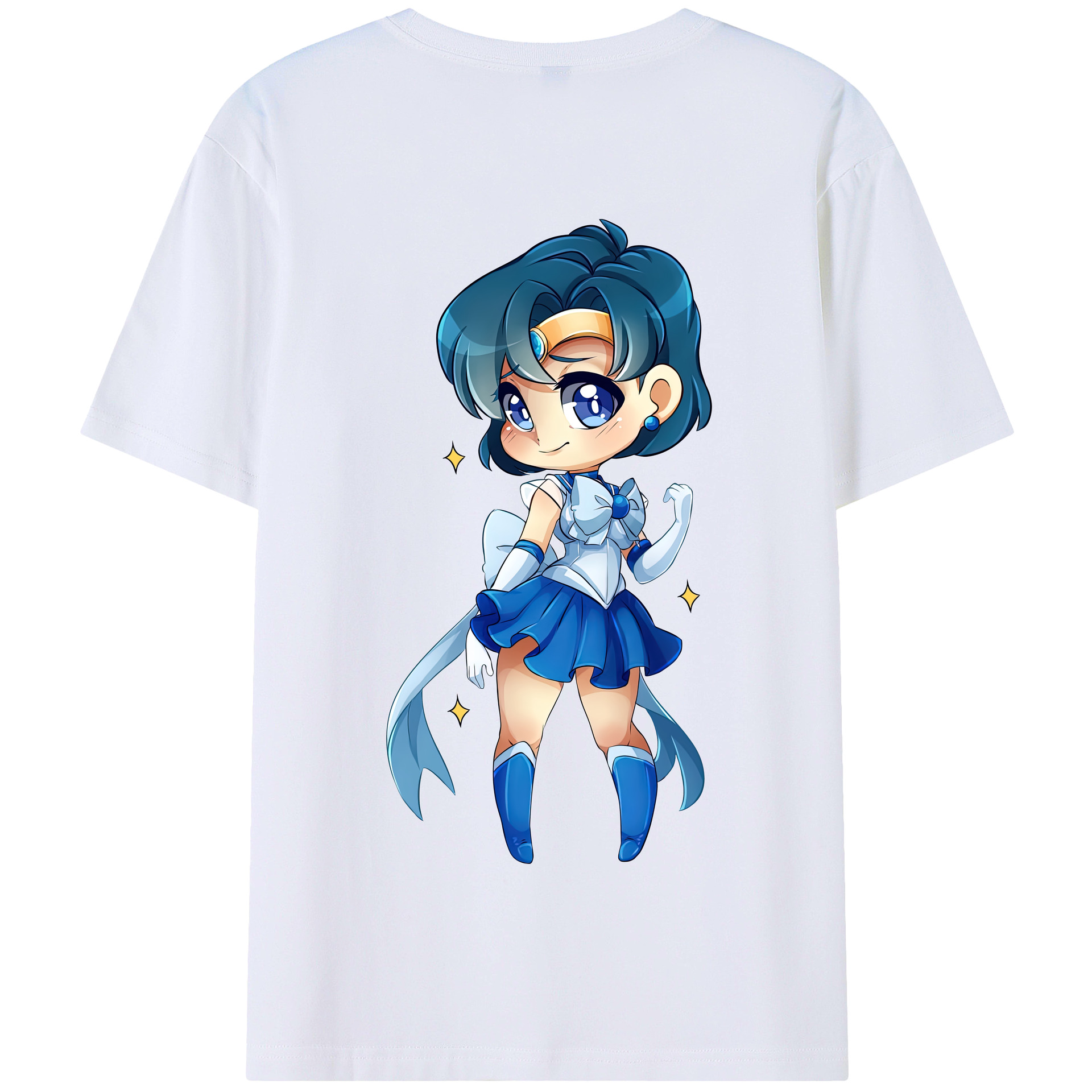 （画像用） 美少女戦士セーラームーン 水野 亜美 みずの あみ Sailor Moon Mizuno Ami 綿100％半袖Tシャツ（背面プリント）