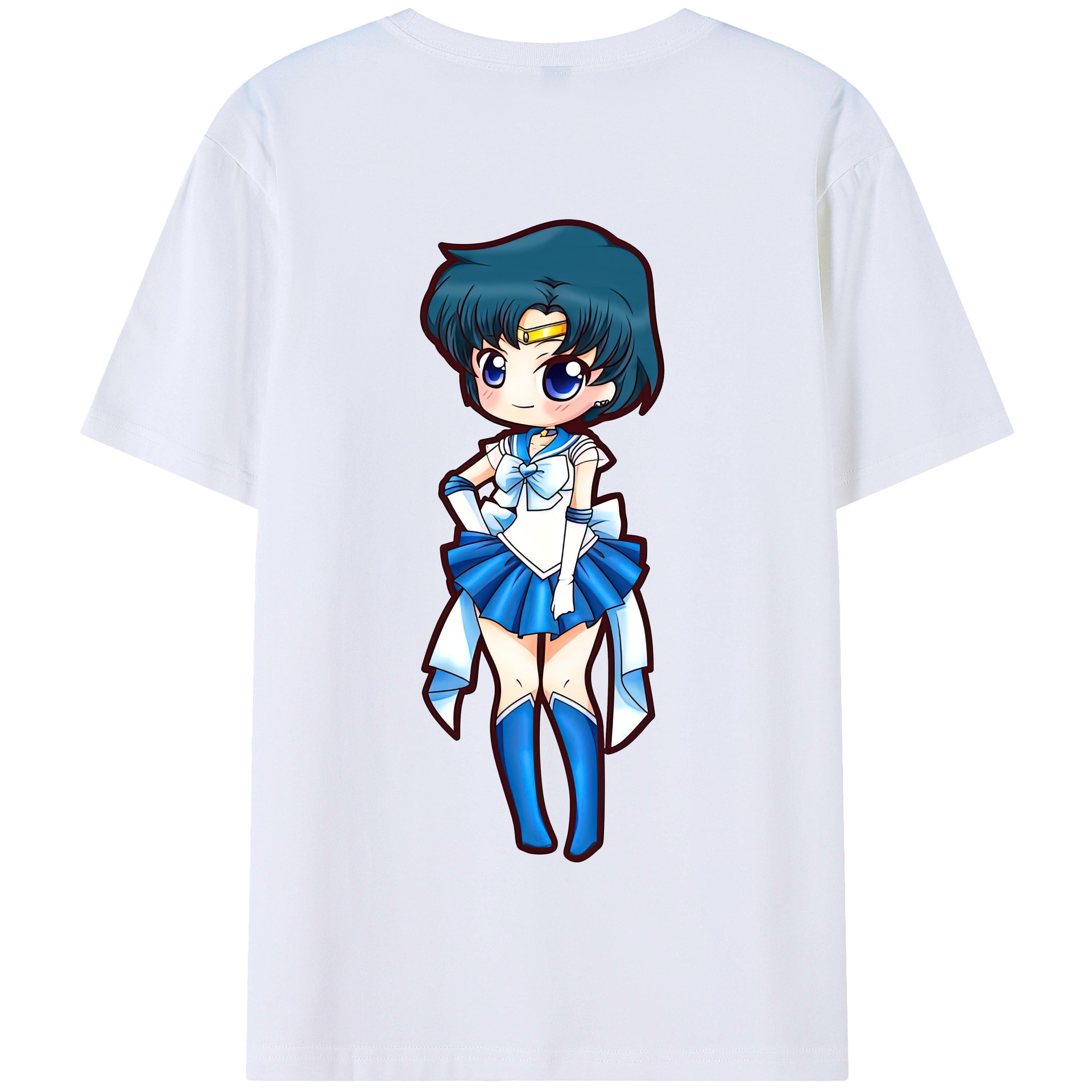 （画像用） 美少女戦士セーラームーン 水野 亜美 みずの あみ Sailor Moon Mizuno Ami 綿100％半袖Tシャツ（背面プリント）
