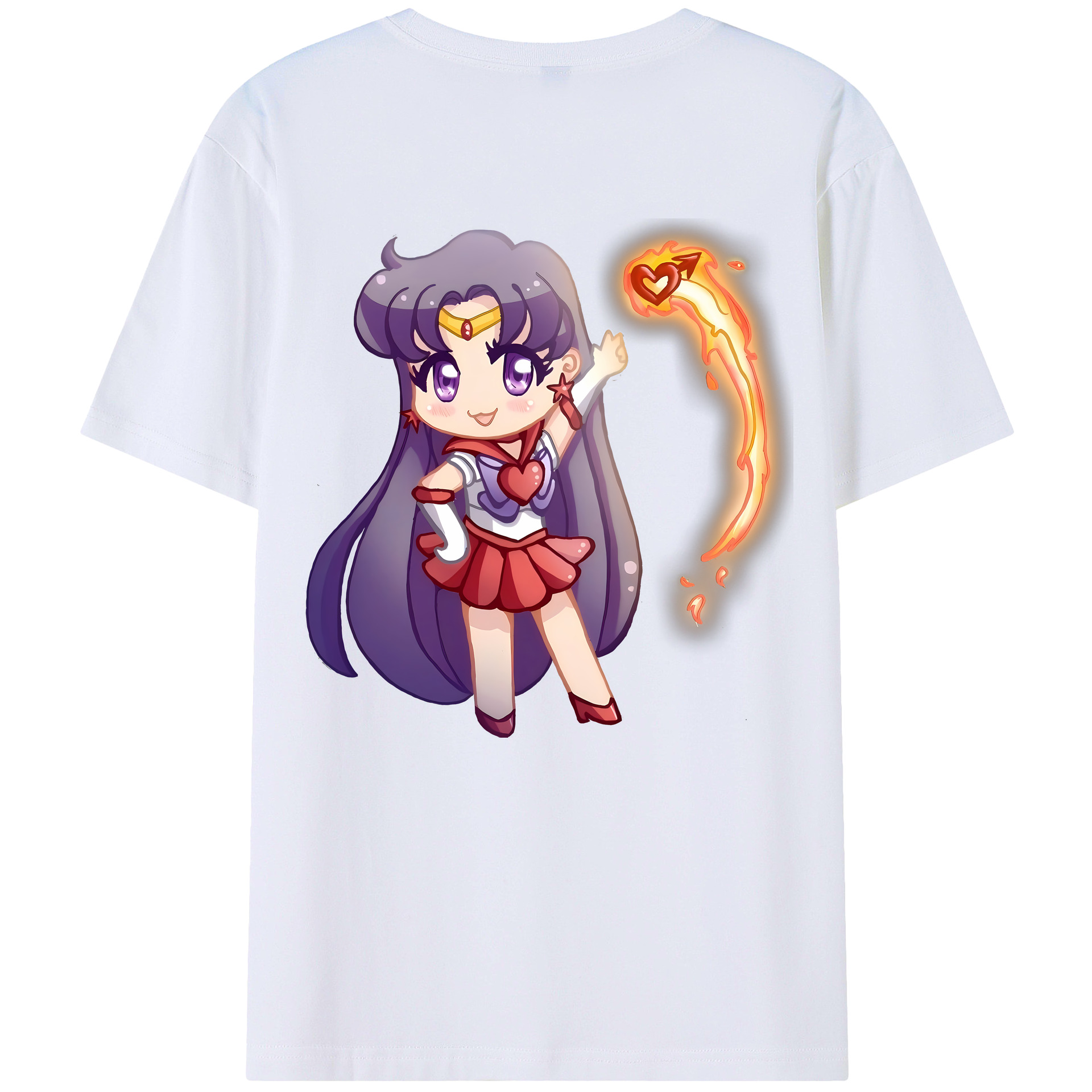 （画像用） 美少女戦士セーラームーン 火野レイ ひの レイ Sailor Moon Hino Rei （セーラーマーズ,Sailor Mars） 綿100％半袖Tシャツ（背面プリント）