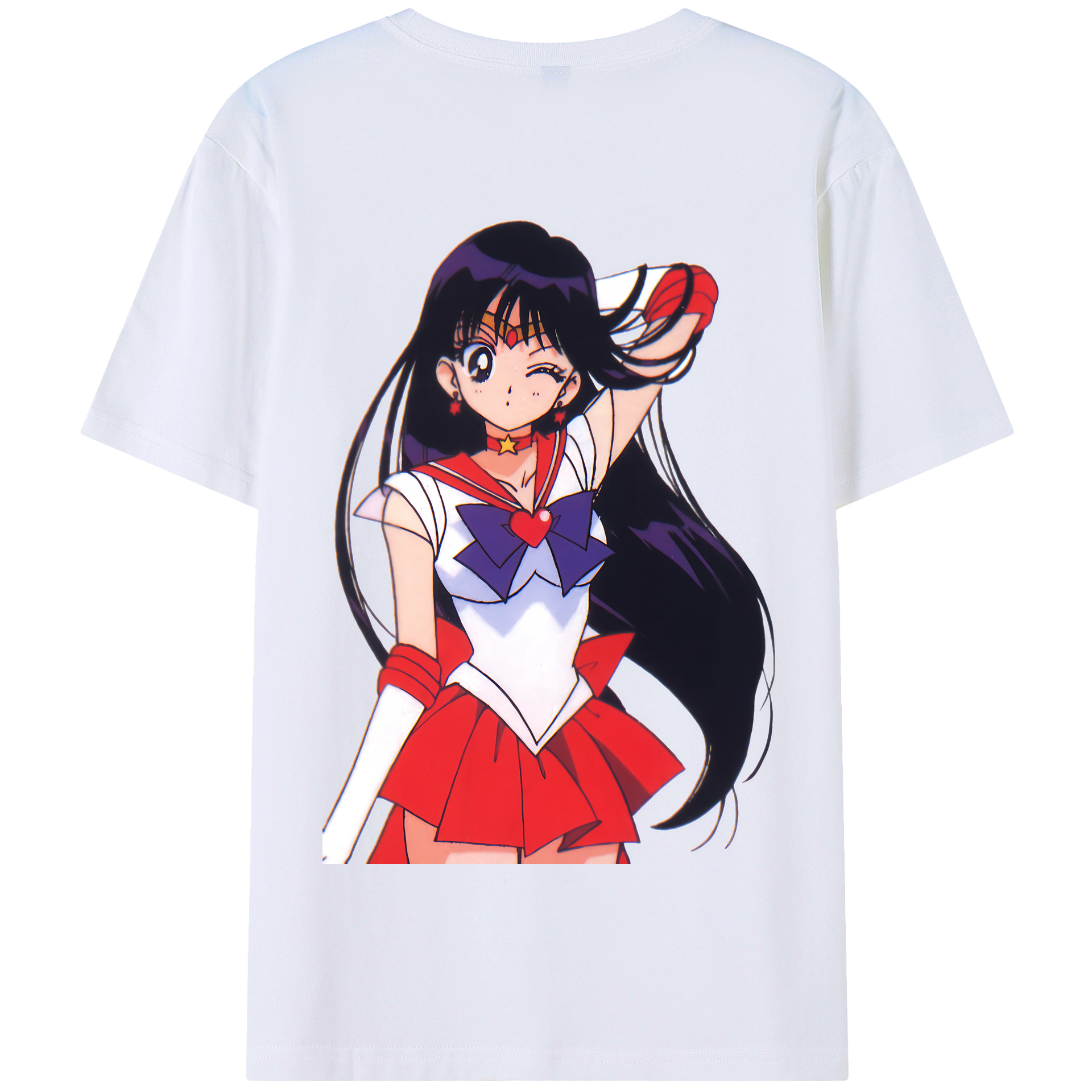 （画像用） 美少女戦士セーラームーン 火野レイ ひの レイ Sailor Moon Hino Rei （セーラーマーズ,Sailor Mars） 綿100％半袖Tシャツ（背面プリント）