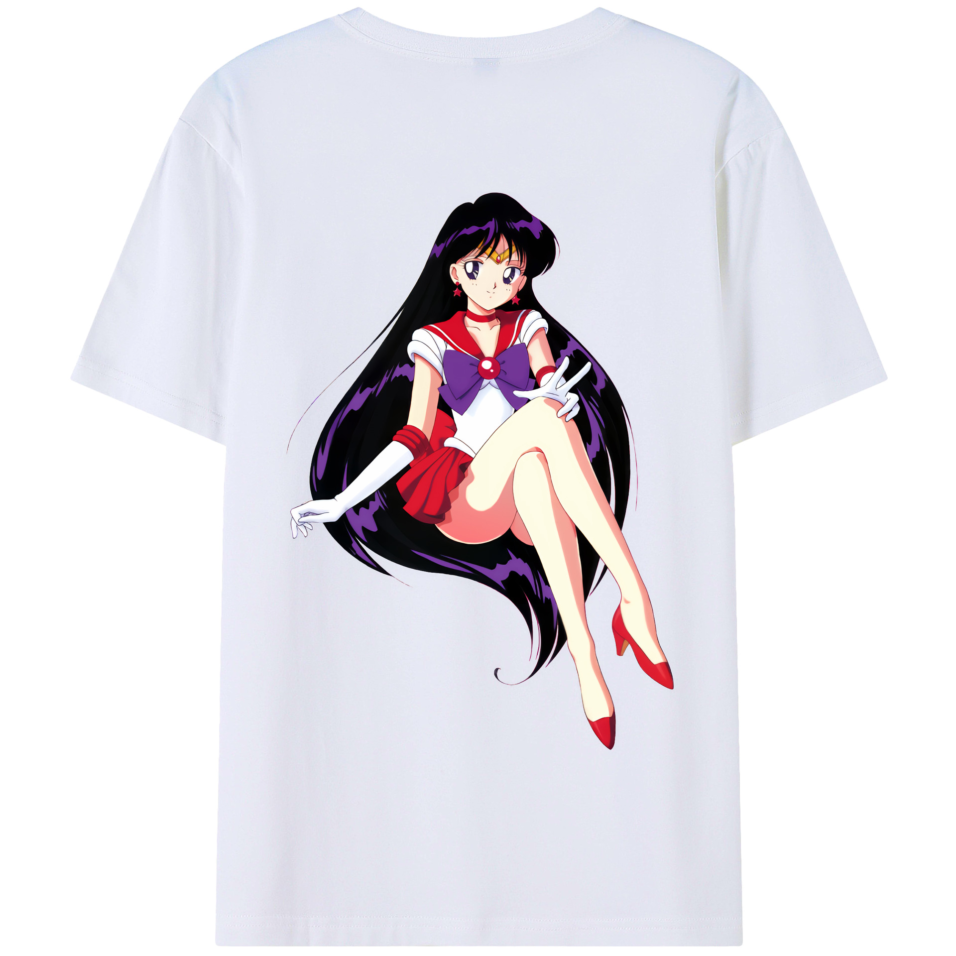 （画像用） 美少女戦士セーラームーン 火野レイ ひの レイ Sailor Moon Hino Rei （セーラーマーズ,Sailor Mars） 綿100％半袖Tシャツ（背面プリント）