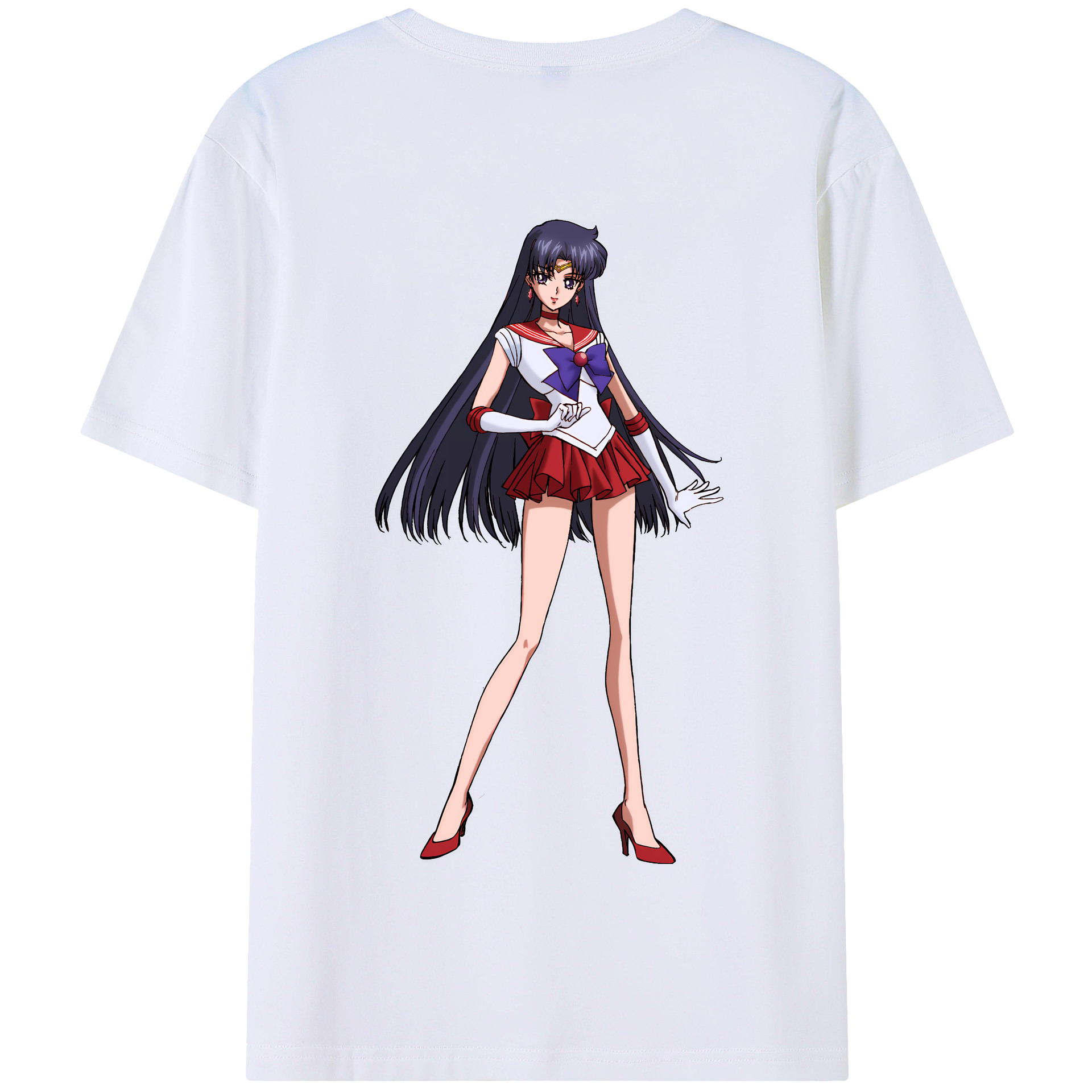 （画像用） 美少女戦士セーラームーン 火野レイ ひの レイ Sailor Moon Hino Rei （セーラーマーズ,Sailor Mars） 綿100％半袖Tシャツ（背面プリント）