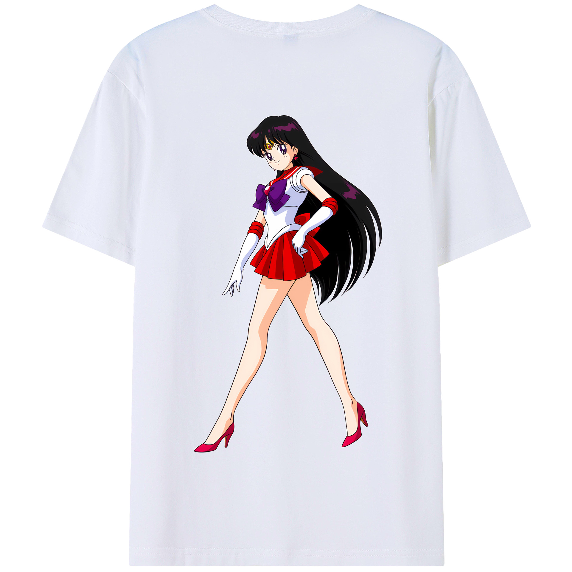 （画像用） 美少女戦士セーラームーン 火野レイ ひの レイ Sailor Moon Hino Rei （セーラーマーズ,Sailor Mars） 綿100％半袖Tシャツ（背面プリント）