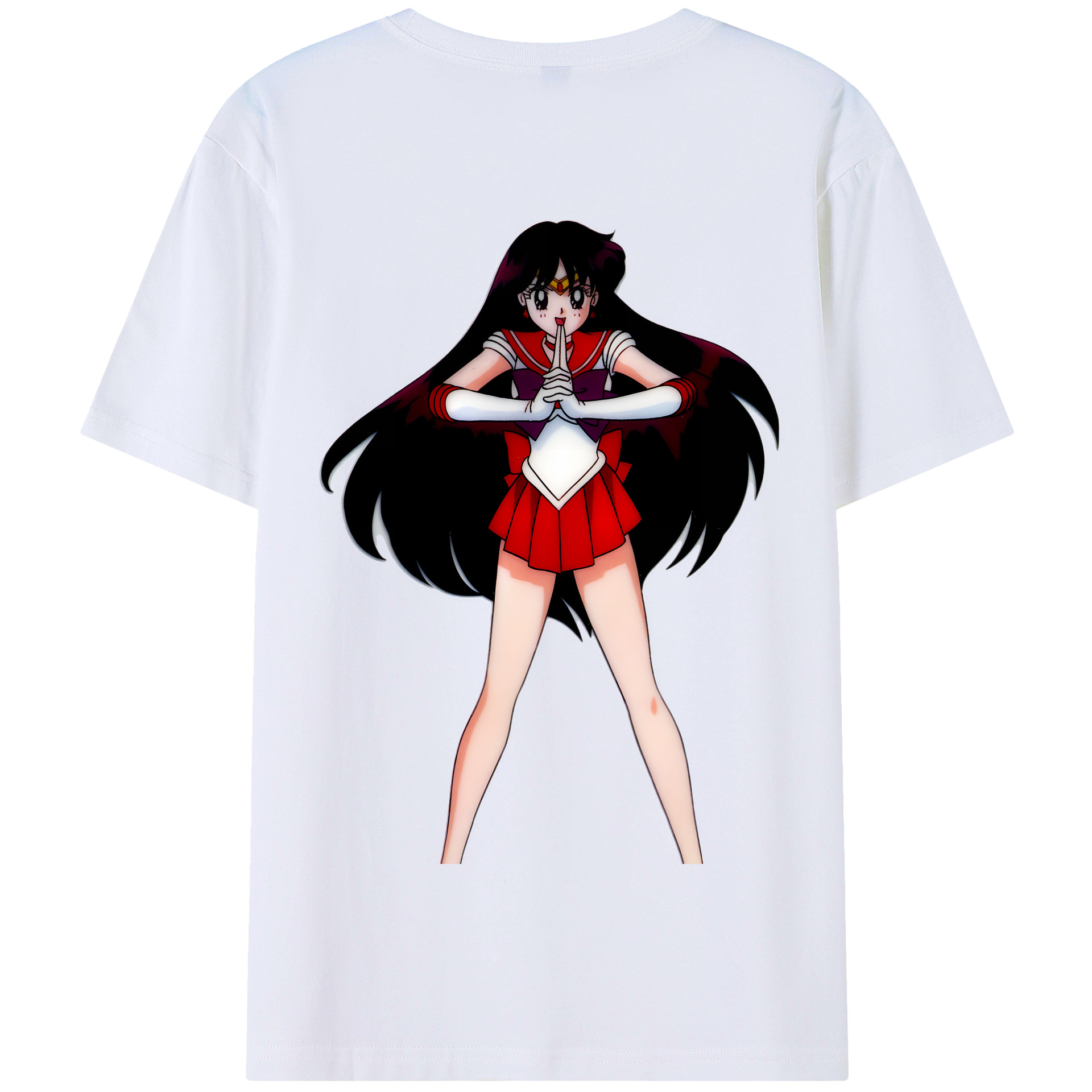 （画像用） 美少女戦士セーラームーン 火野レイ ひの レイ Sailor Moon Hino Rei （セーラーマーズ,Sailor Mars） 綿100％半袖Tシャツ（背面プリント）