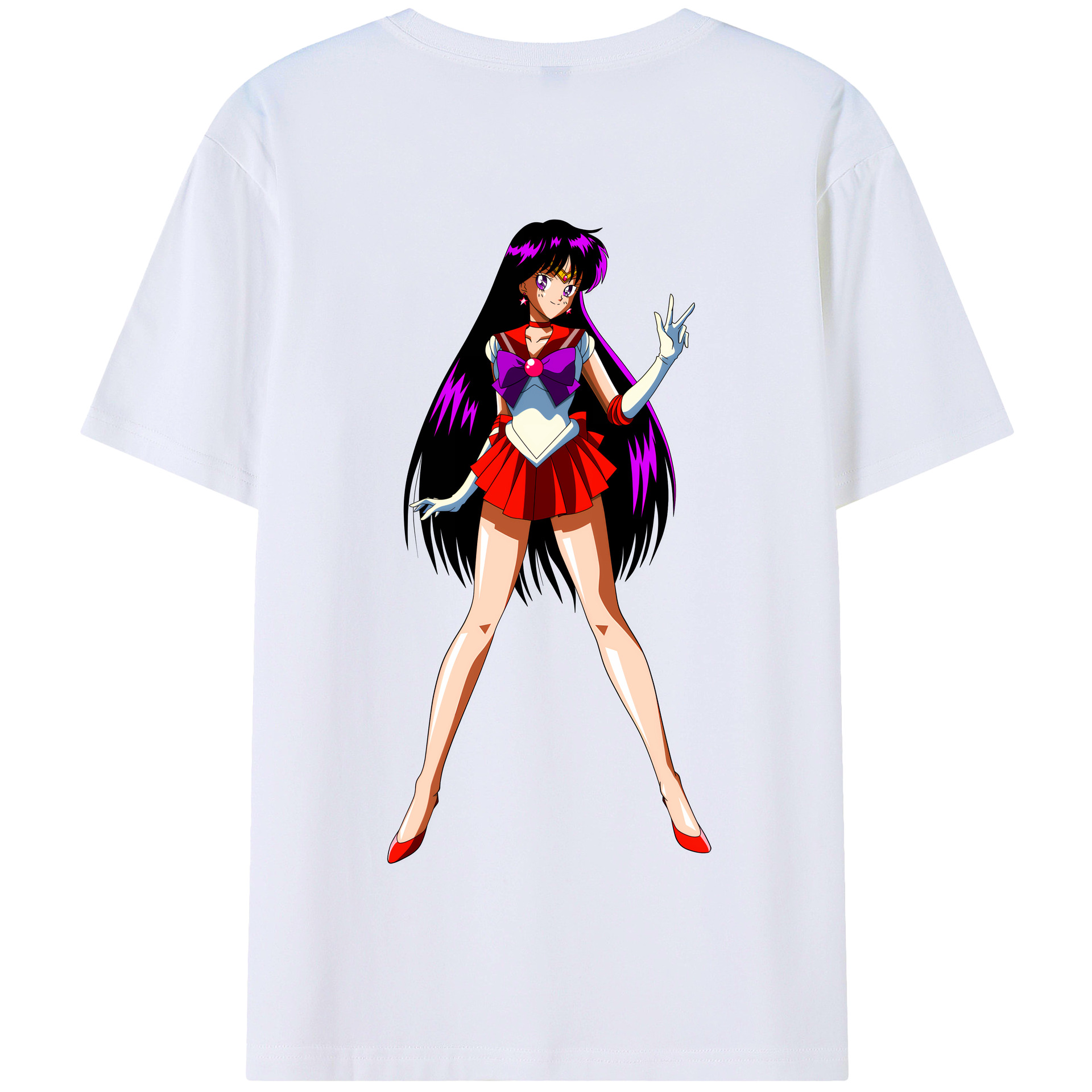 （画像用） 美少女戦士セーラームーン 火野レイ ひの レイ Sailor Moon Hino Rei （セーラーマーズ,Sailor Mars） 綿100％半袖Tシャツ（背面プリント）