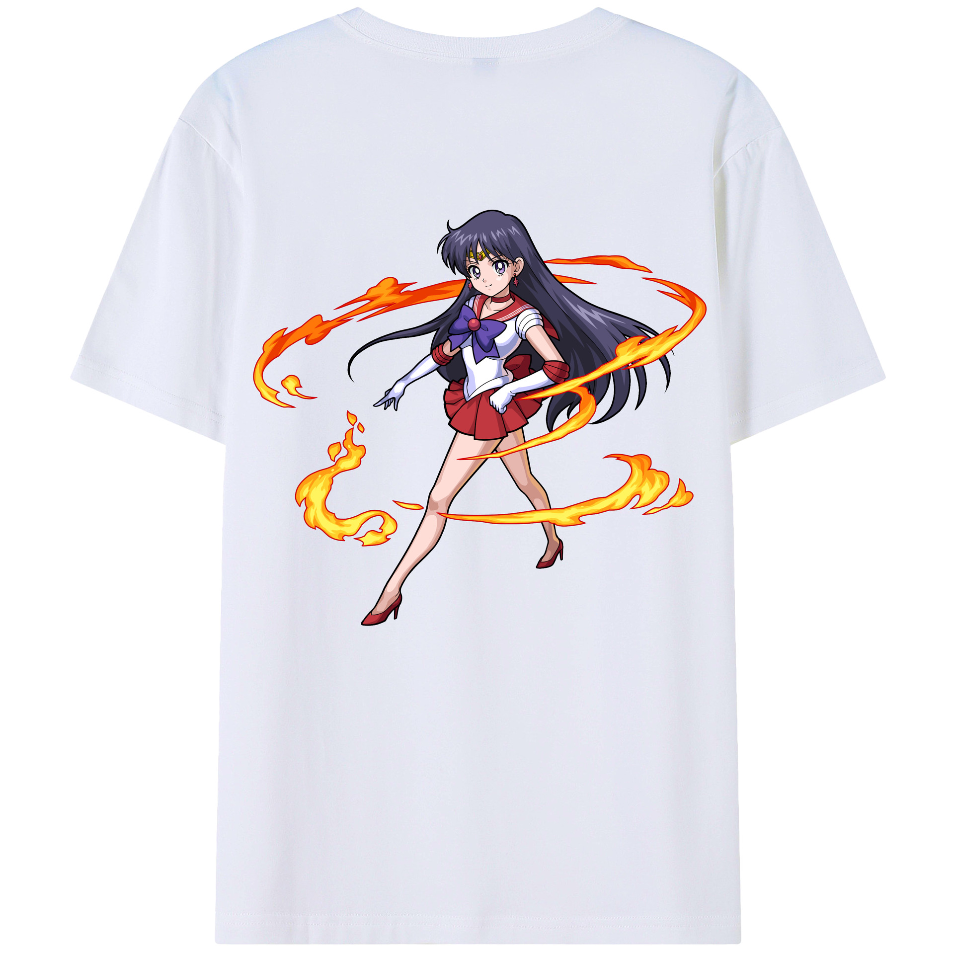 （画像用） 美少女戦士セーラームーン 火野レイ ひの レイ Sailor Moon Hino Rei （セーラーマーズ,Sailor Mars） 綿100％半袖Tシャツ（背面プリント）