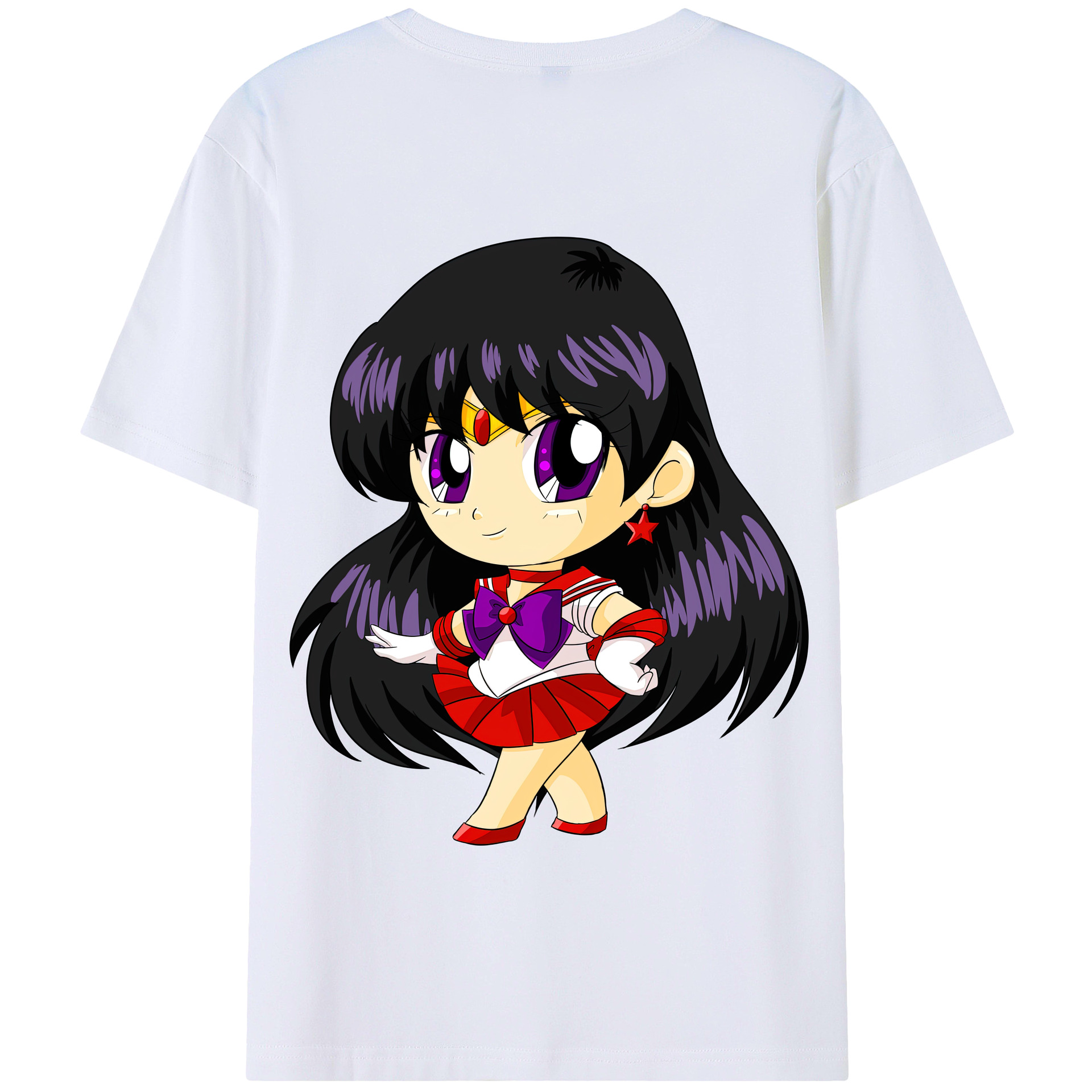 （画像用） 美少女戦士セーラームーン 火野レイ ひの レイ Sailor Moon Hino Rei （セーラーマーズ,Sailor Mars） 綿100％半袖Tシャツ（背面プリント）