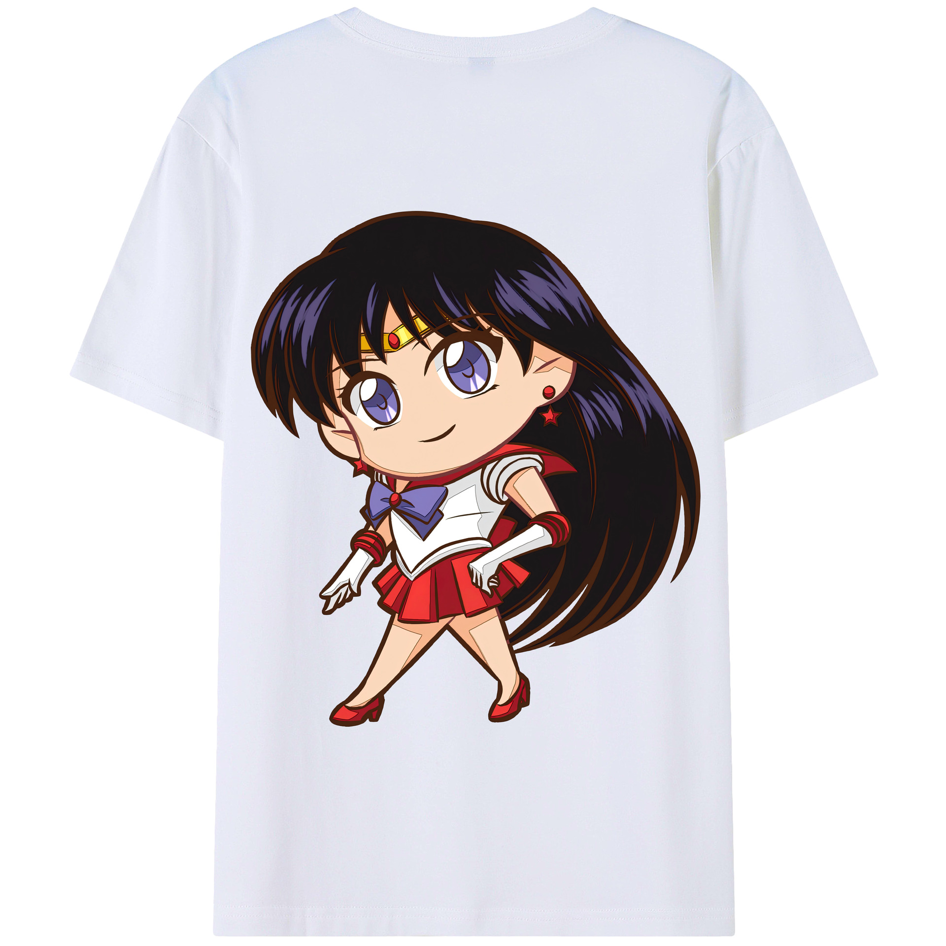 （画像用） 美少女戦士セーラームーン 火野レイ ひの レイ Sailor Moon Hino Rei （セーラーマーズ,Sailor Mars） 綿100％半袖Tシャツ（背面プリント）