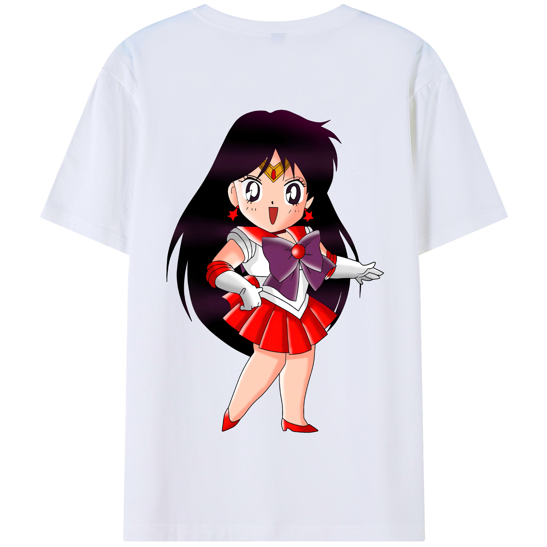 （画像用） 美少女戦士セーラームーン 火野レイ ひの レイ Sailor Moon Hino Rei （セーラーマーズ,Sailor Mars） 綿100％半袖Tシャツ（背面プリント）