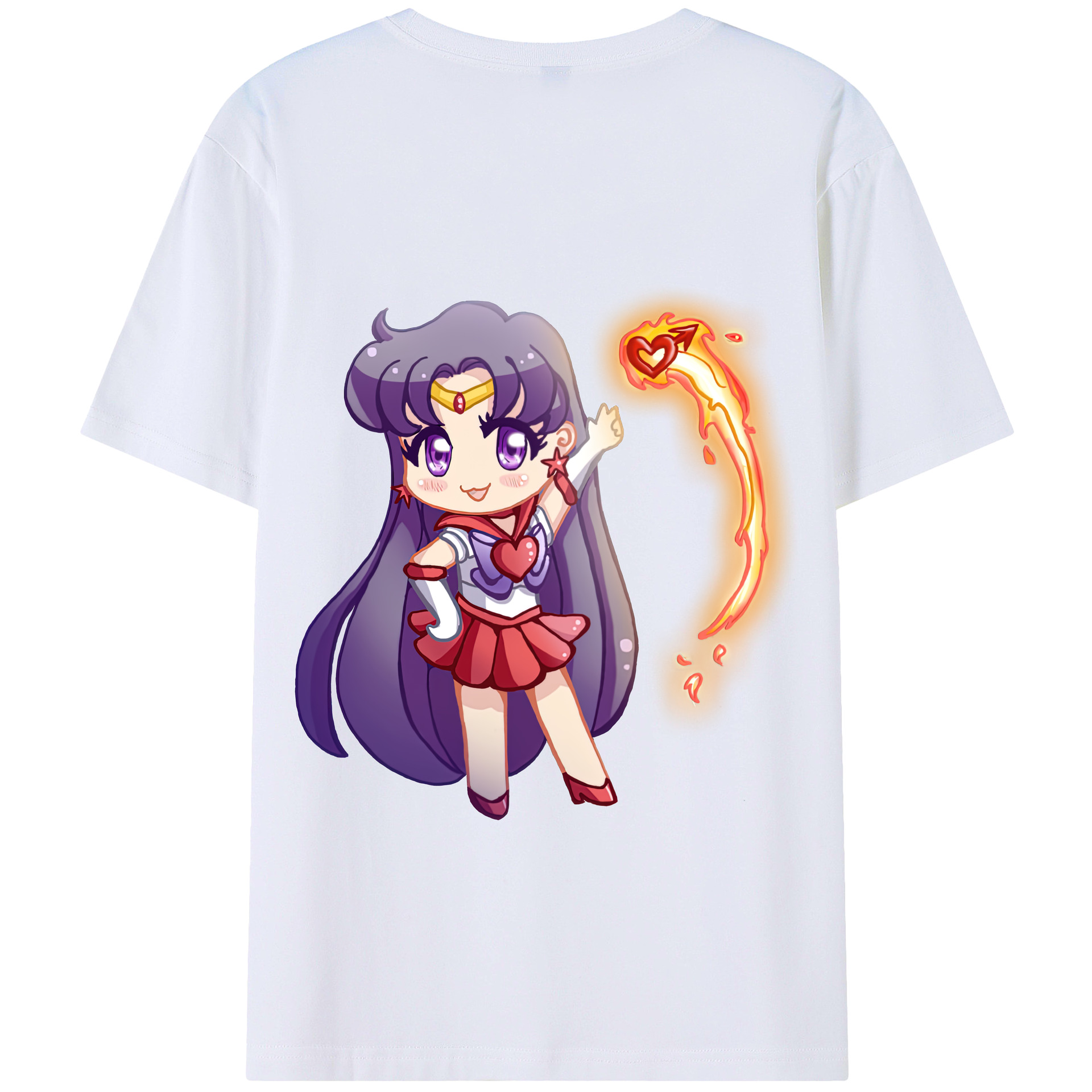 （画像用） 美少女戦士セーラームーン 火野レイ ひの レイ Sailor Moon Hino Rei （セーラーマーズ,Sailor Mars） 綿100％半袖Tシャツ（背面プリント）