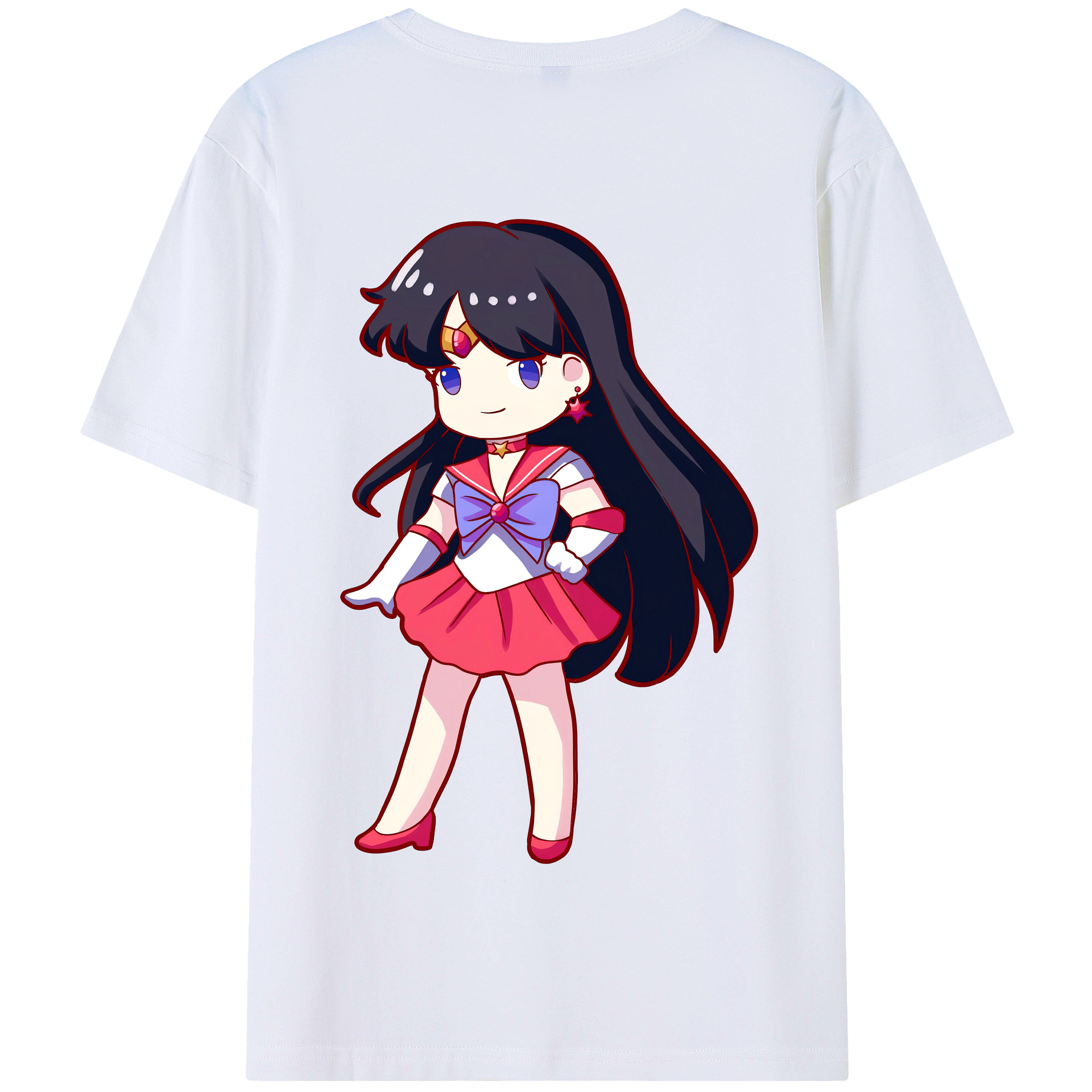 （画像用） 美少女戦士セーラームーン 火野レイ ひの レイ Sailor Moon Hino Rei （セーラーマーズ,Sailor Mars） 綿100％半袖Tシャツ（背面プリント）
