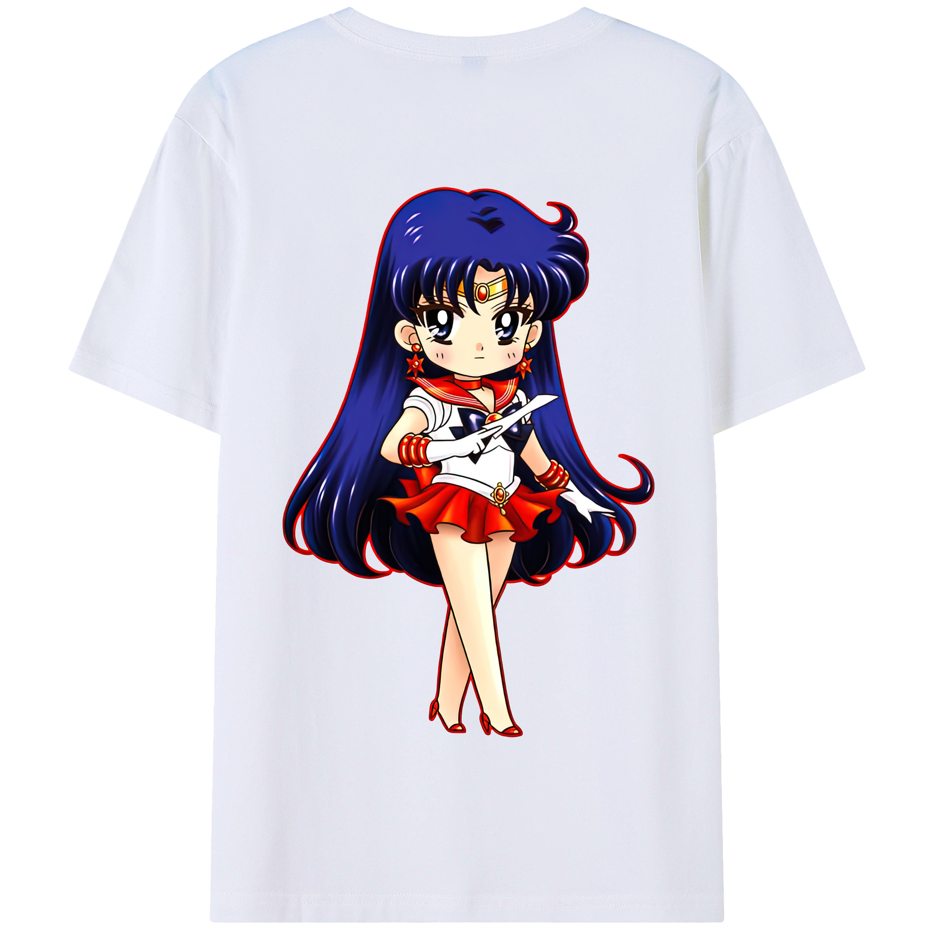 （画像用） 美少女戦士セーラームーン 火野レイ ひの レイ Sailor Moon Hino Rei （セーラーマーズ,Sailor Mars） 綿100％半袖Tシャツ（背面プリント）