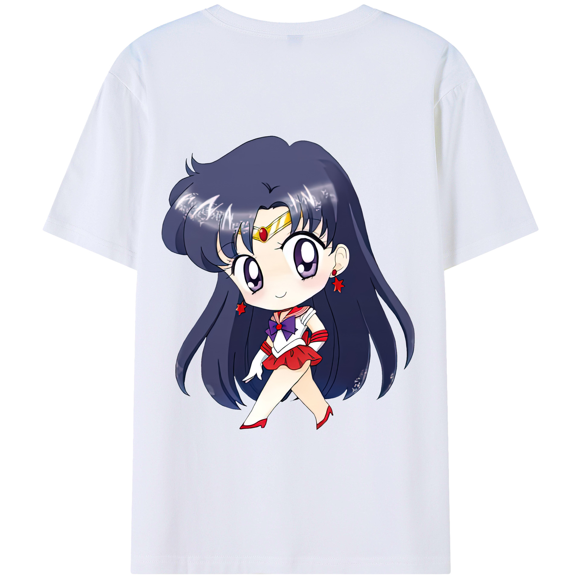 （画像用） 美少女戦士セーラームーン 火野レイ ひの レイ Sailor Moon Hino Rei （セーラーマーズ,Sailor Mars） 綿100％半袖Tシャツ（背面プリント）