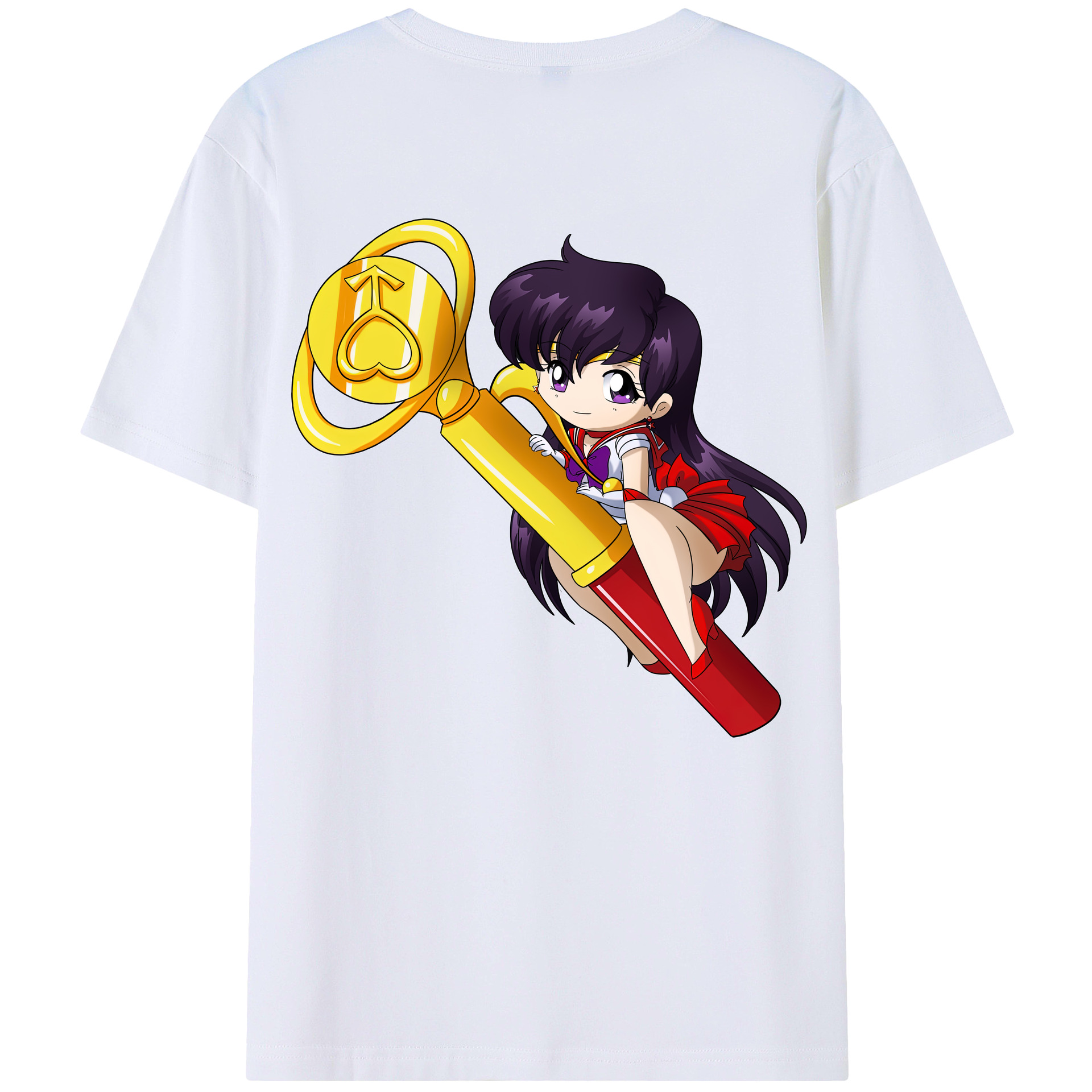 （画像用） 美少女戦士セーラームーン 火野レイ ひの レイ Sailor Moon Hino Rei （セーラーマーズ,Sailor Mars） 綿100％半袖Tシャツ（背面プリント）