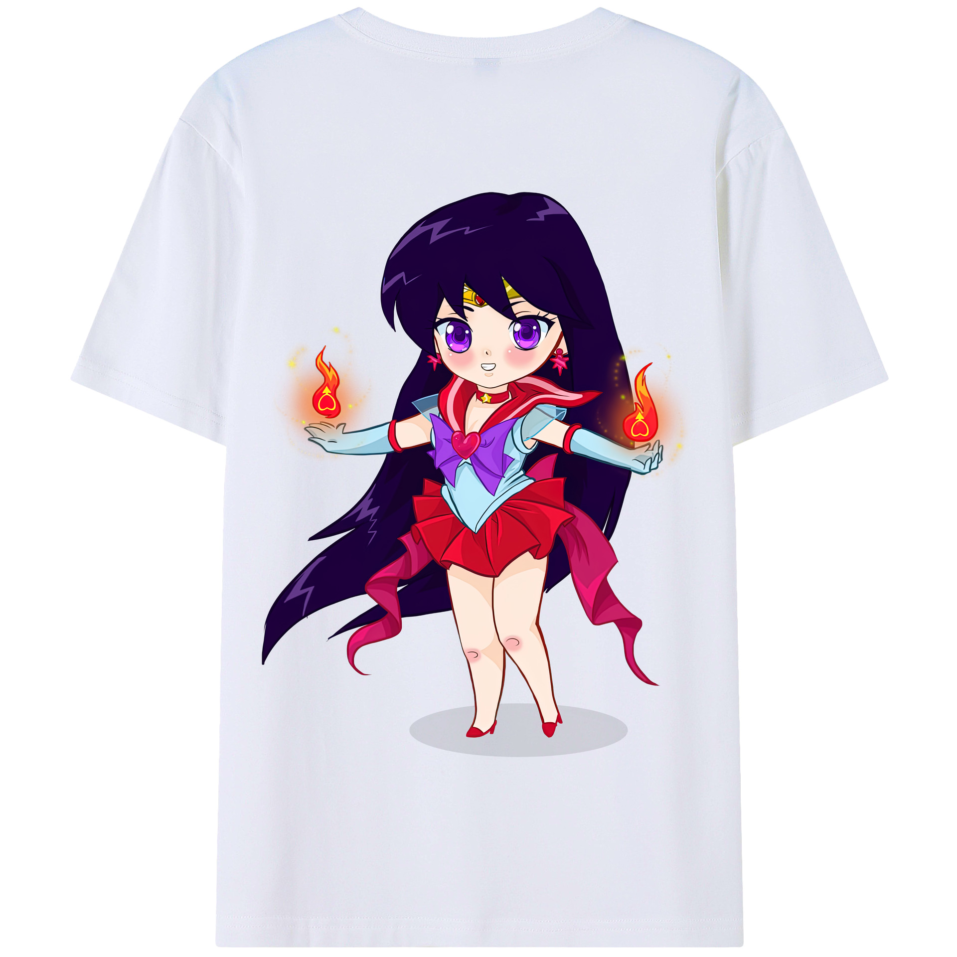 （画像用） 美少女戦士セーラームーン 火野レイ ひの レイ Sailor Moon Hino Rei （セーラーマーズ,Sailor Mars） 綿100％半袖Tシャツ（背面プリント）