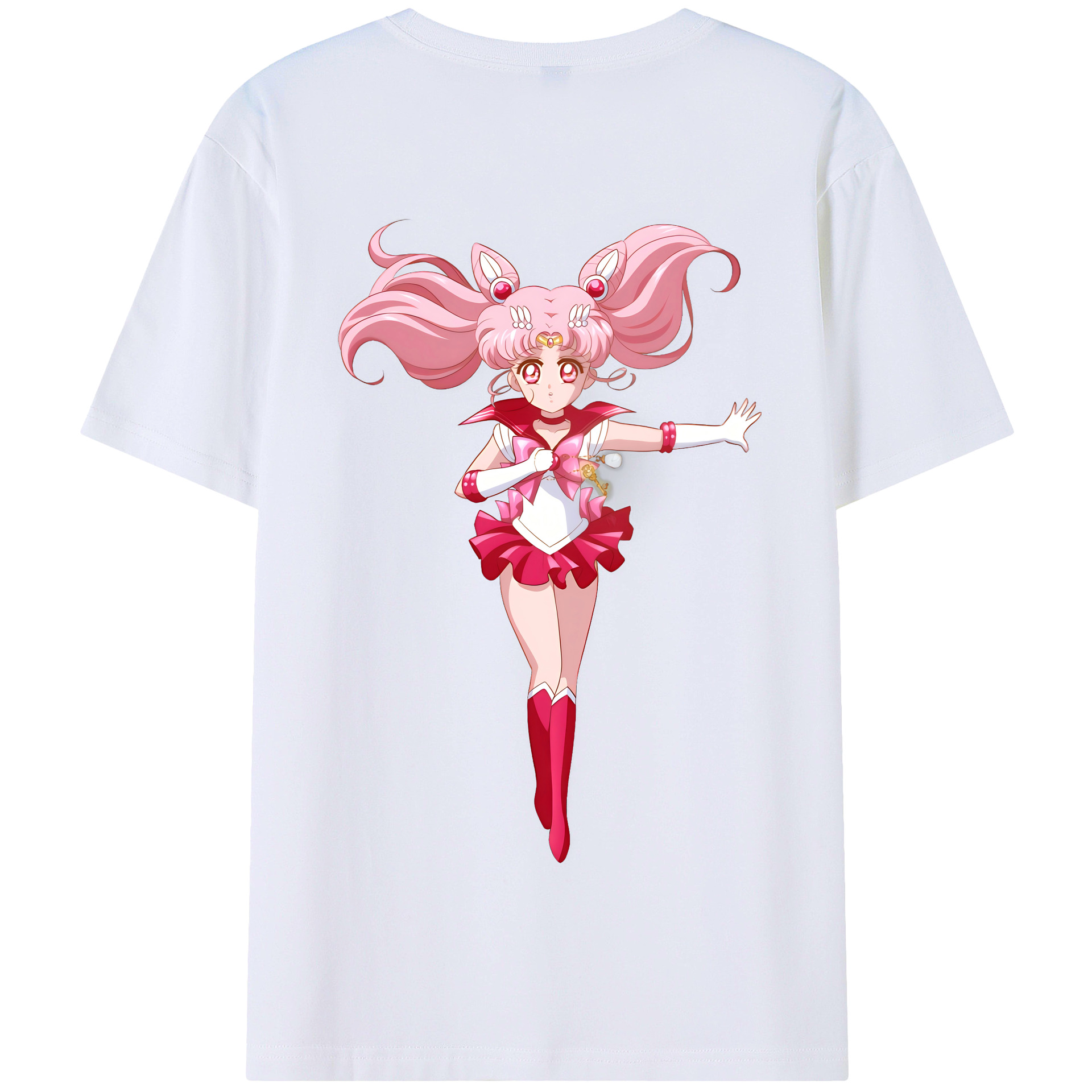 （画像用） 美少女戦士セーラームーン ちびうさ Sailor Moon Chibiusa Tsukino Usagi Small Lady Serenity 綿100％半袖Tシャツ（背面プリント）