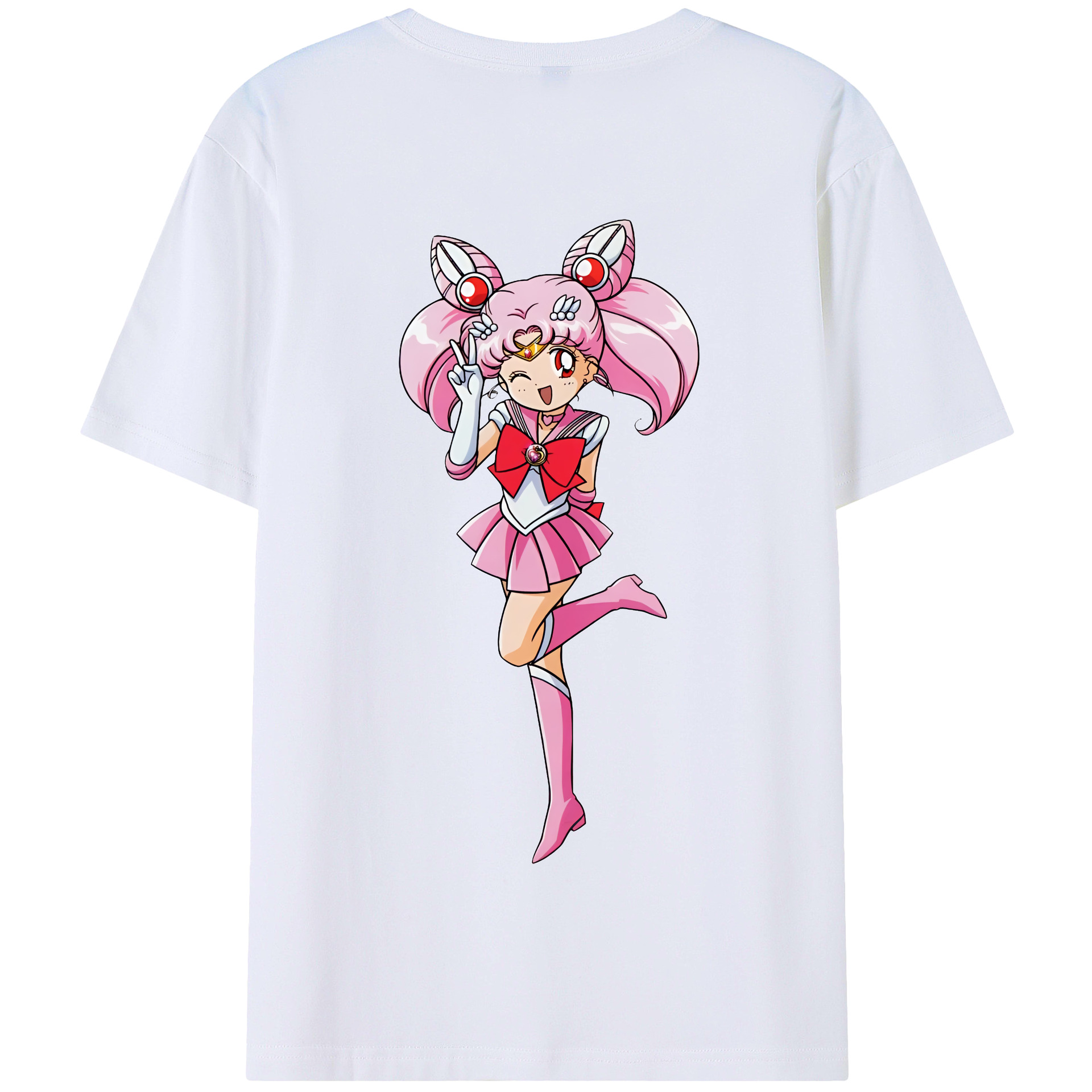 （画像用） 美少女戦士セーラームーン ちびうさ Sailor Moon Chibiusa Tsukino Usagi Small Lady Serenity 綿100％半袖Tシャツ（背面プリント）
