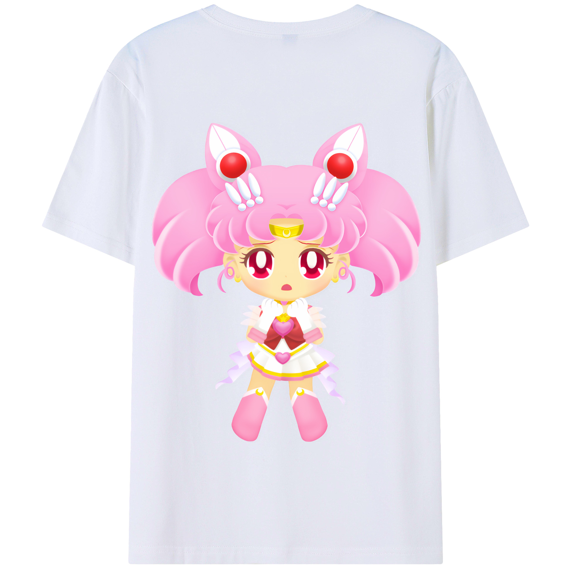 （画像用） 美少女戦士セーラームーン ちびうさ Sailor Moon Chibiusa Tsukino Usagi Small Lady Serenity 綿100％半袖Tシャツ（背面プリント）