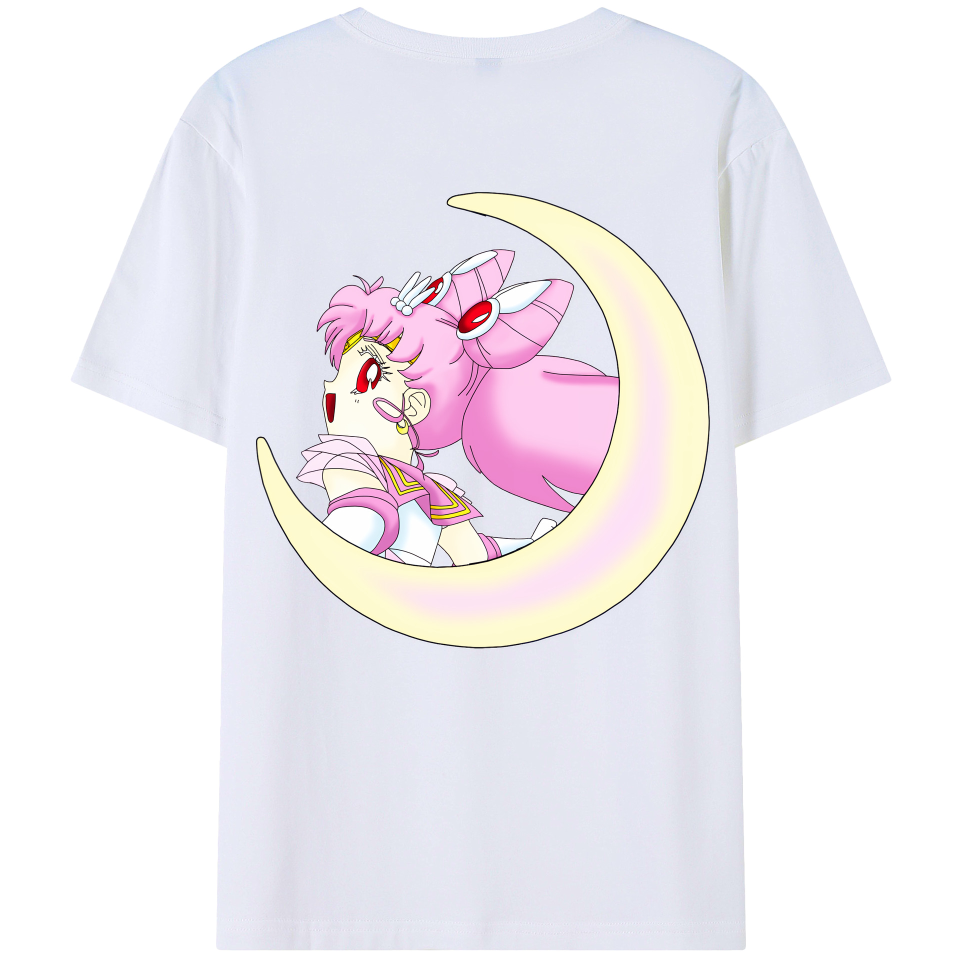 （画像用） 美少女戦士セーラームーン ちびうさ Sailor Moon Chibiusa Tsukino Usagi Small Lady Serenity 綿100％半袖Tシャツ（背面プリント）