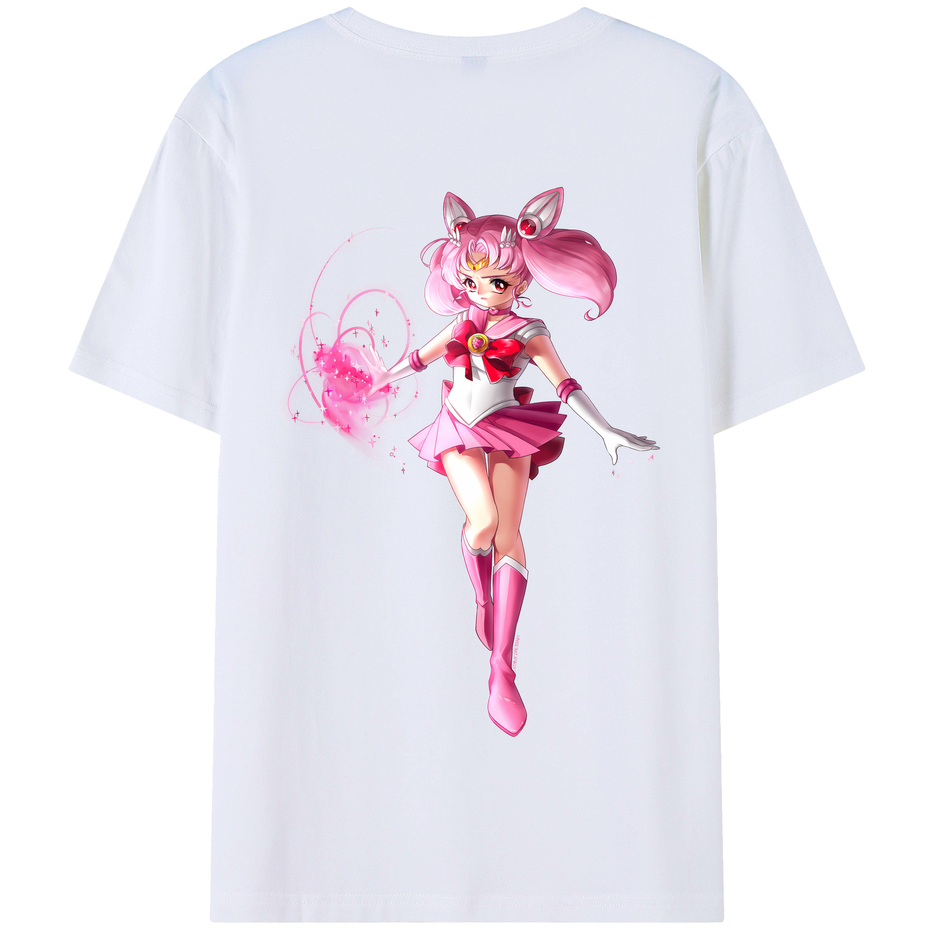 （画像用） 美少女戦士セーラームーン ちびうさ Sailor Moon Chibiusa Tsukino Usagi Small Lady Serenity 綿100％半袖Tシャツ（背面プリント）