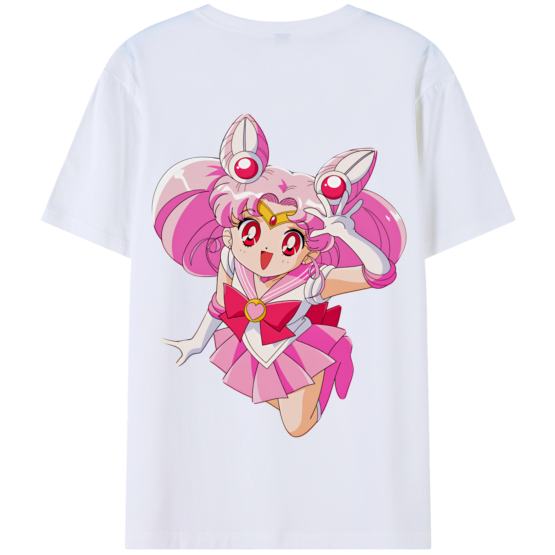 （画像用） 美少女戦士セーラームーン ちびうさ Sailor Moon Chibiusa Tsukino Usagi Small Lady Serenity 綿100％半袖Tシャツ（背面プリント）