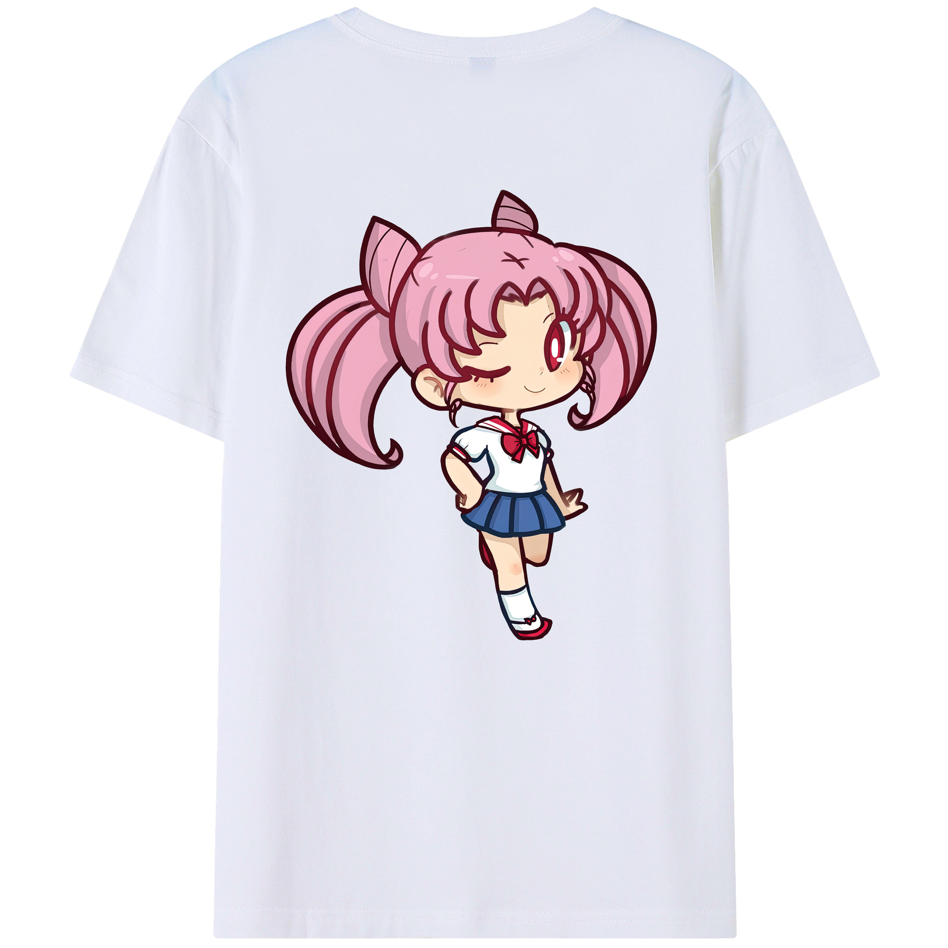 （画像用） 美少女戦士セーラームーン ちびうさ Sailor Moon Chibiusa Tsukino Usagi Small Lady Serenity 綿100％半袖Tシャツ（背面プリント）