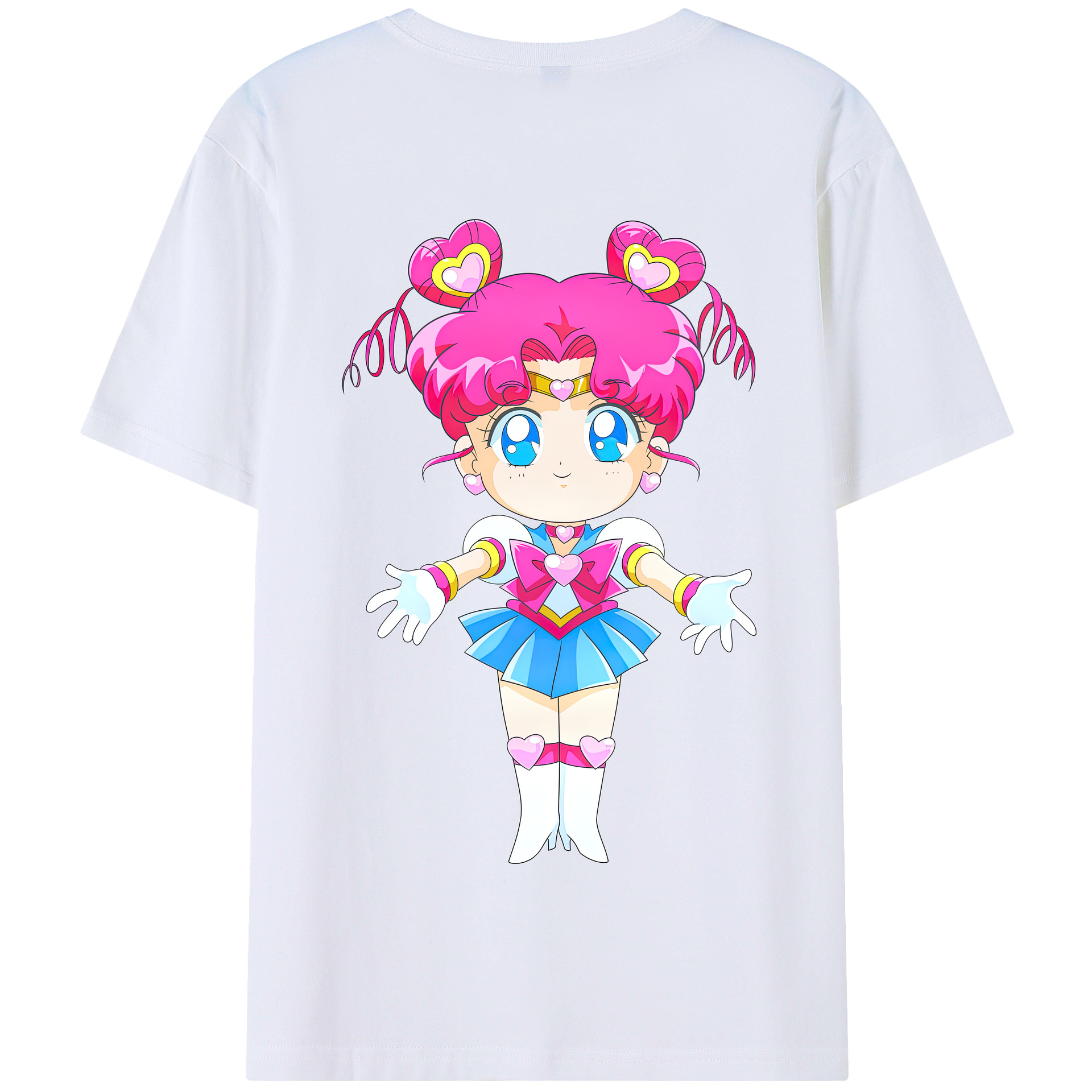 （画像用） 美少女戦士セーラームーン ちびうさ Sailor Moon Chibiusa Tsukino Usagi Small Lady Serenity 綿100％半袖Tシャツ（背面プリント）