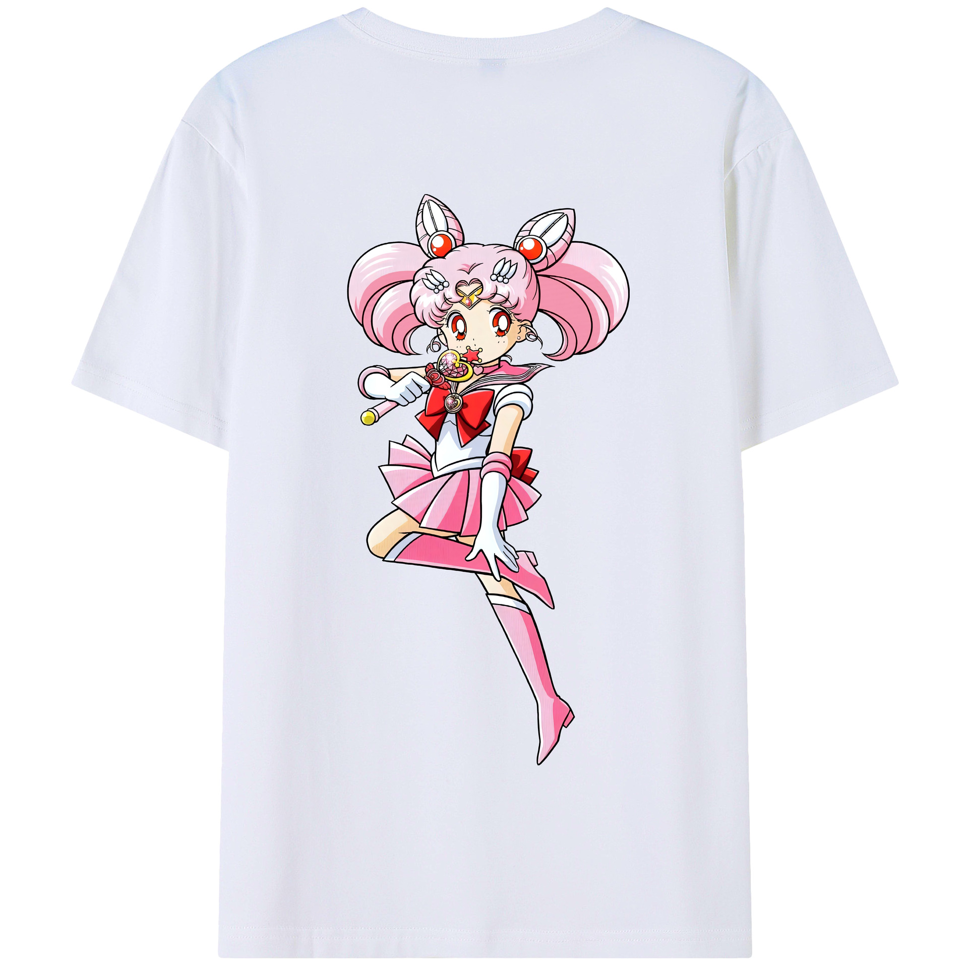 （画像用） 美少女戦士セーラームーン ちびうさ Sailor Moon Chibiusa Tsukino Usagi Small Lady Serenity 綿100％半袖Tシャツ（背面プリント）