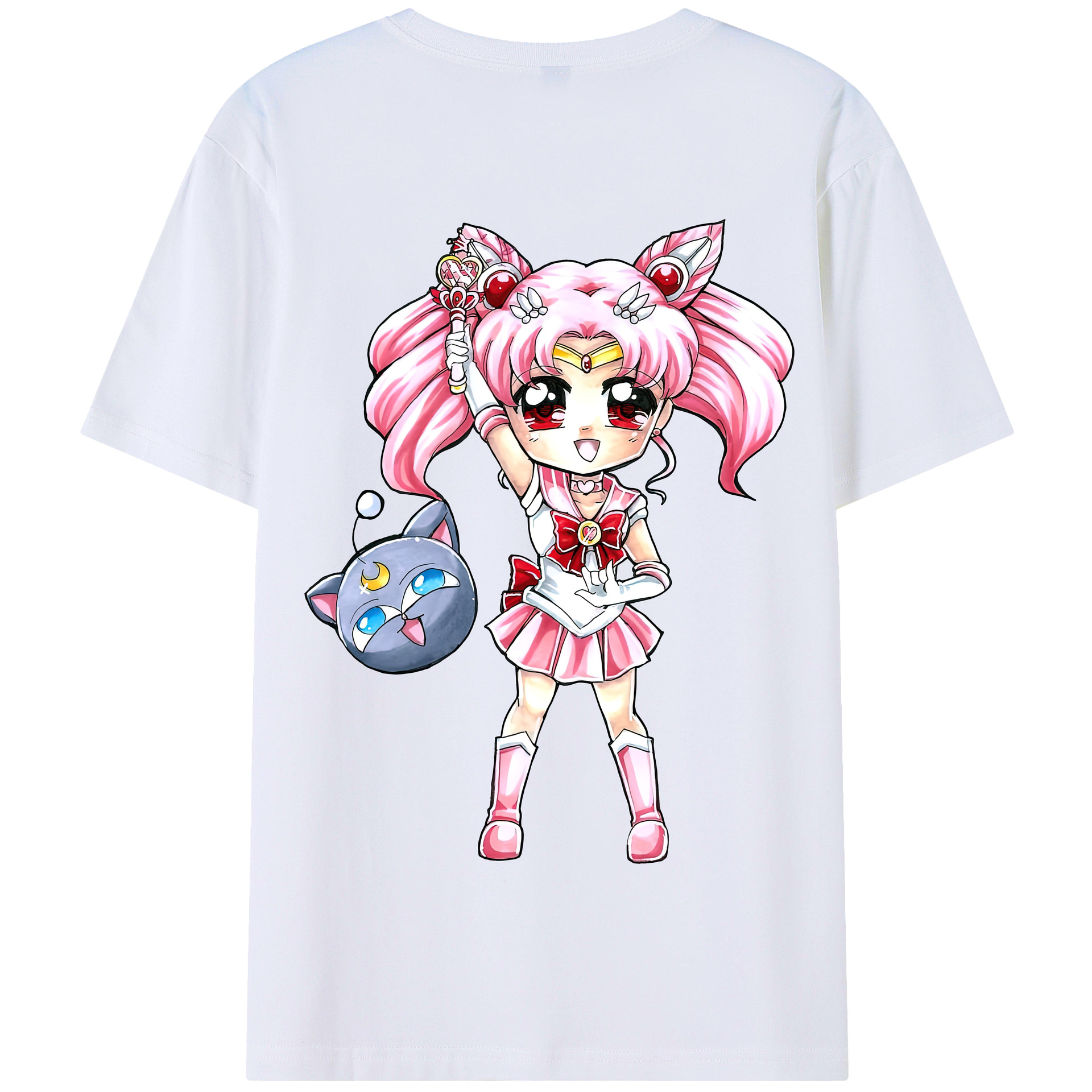 （画像用） 美少女戦士セーラームーン ちびうさ Sailor Moon Chibiusa Tsukino Usagi Small Lady Serenity 綿100％半袖Tシャツ（背面プリント）