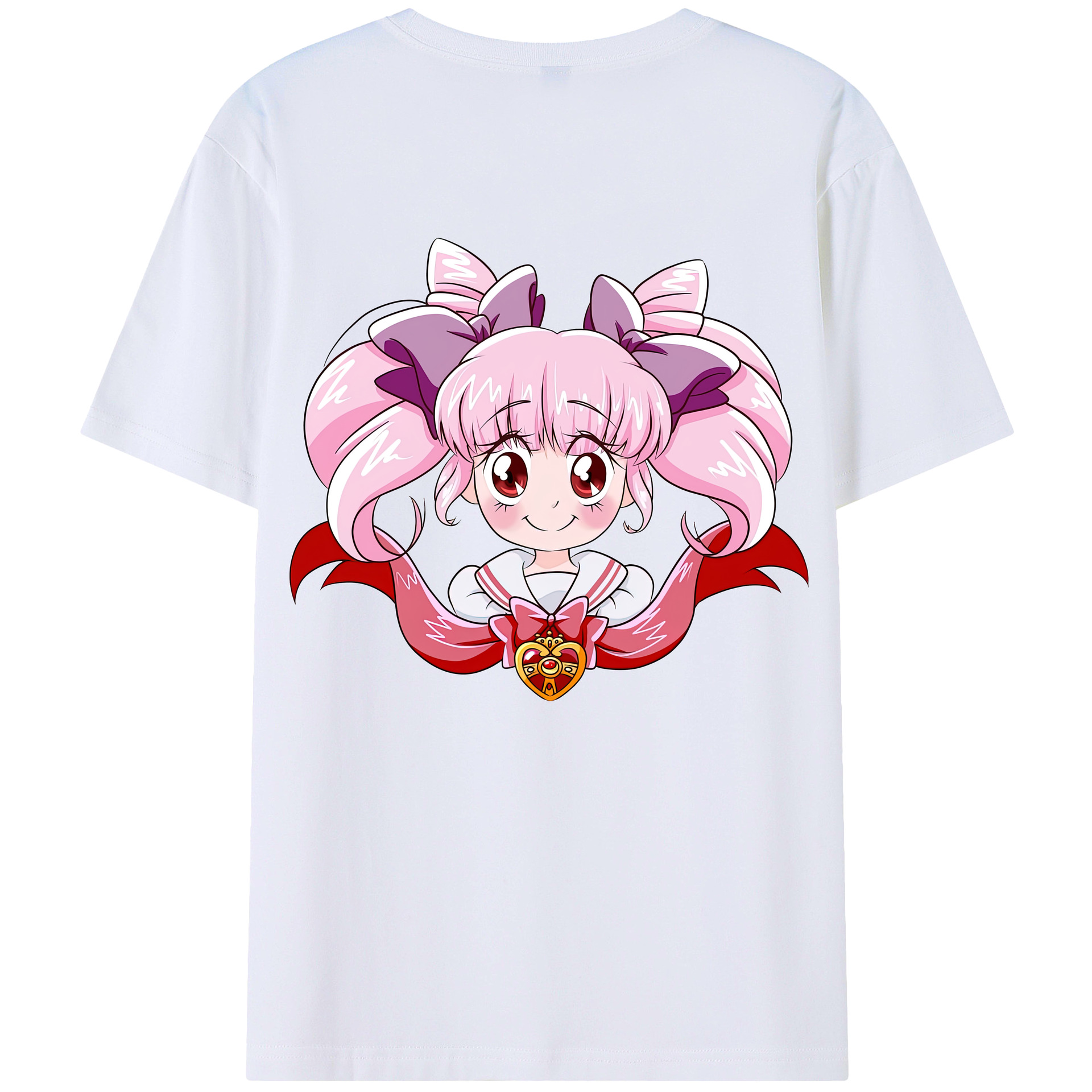 （画像用） 美少女戦士セーラームーン ちびうさ Sailor Moon Chibiusa Tsukino Usagi Small Lady Serenity 綿100％半袖Tシャツ（背面プリント）