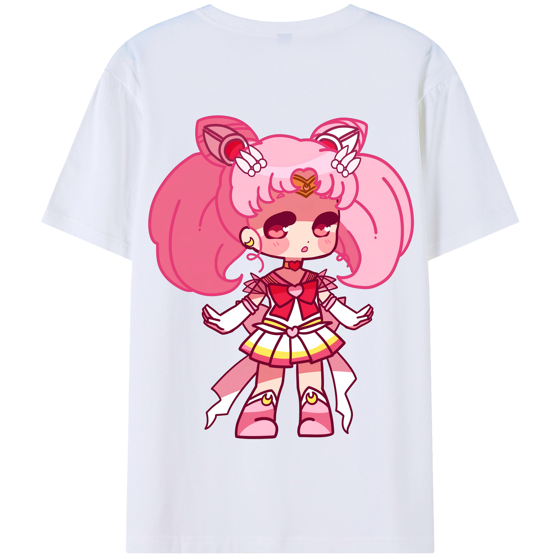 （画像用） 美少女戦士セーラームーン ちびうさ Sailor Moon Chibiusa Tsukino Usagi Small Lady Serenity 綿100％半袖Tシャツ（背面プリント）
