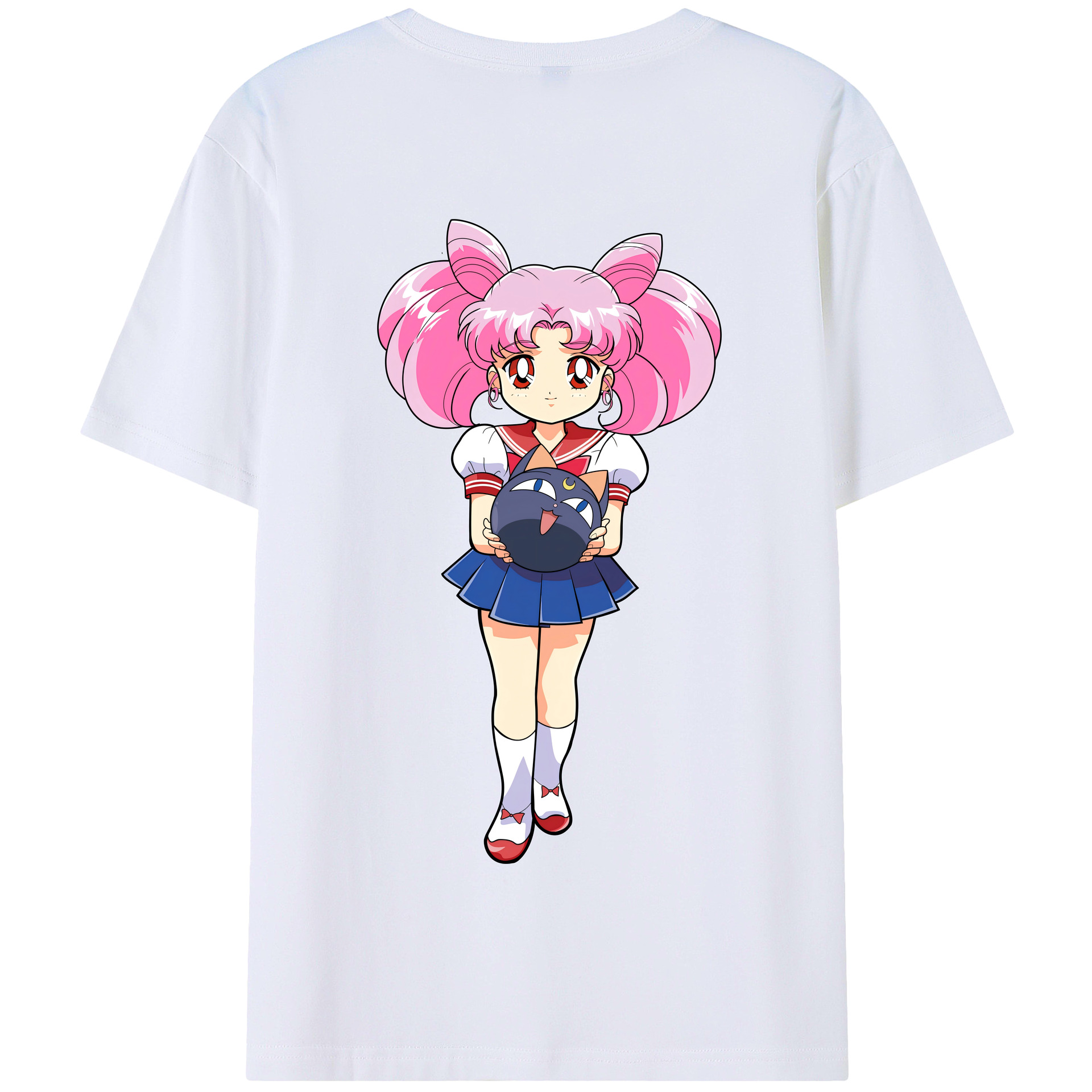 （画像用） 美少女戦士セーラームーン ちびうさ Sailor Moon Chibiusa Tsukino Usagi Small Lady Serenity 綿100％半袖Tシャツ（背面プリント）