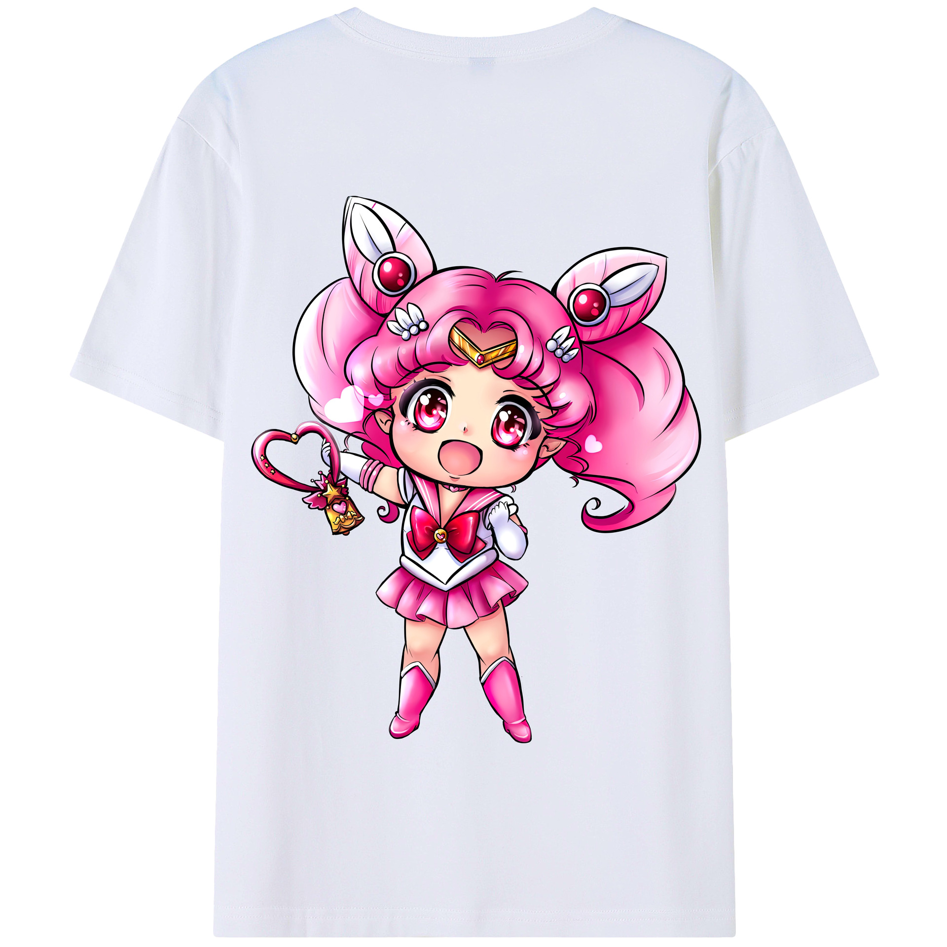（画像用） 美少女戦士セーラームーン ちびうさ Sailor Moon Chibiusa Tsukino Usagi Small Lady Serenity 綿100％半袖Tシャツ（背面プリント）