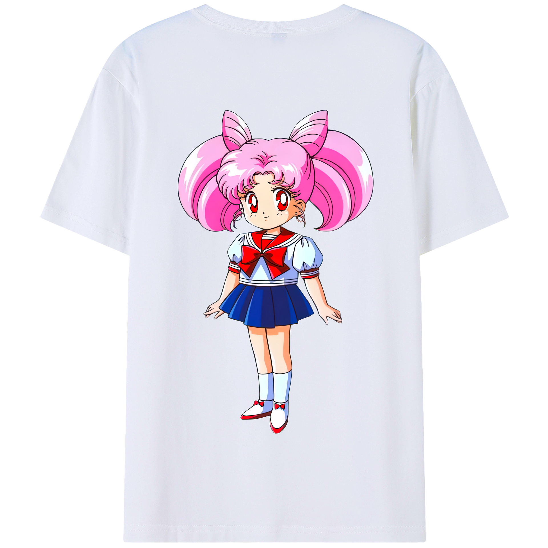 （画像用） 美少女戦士セーラームーン ちびうさ Sailor Moon Chibiusa Tsukino Usagi Small Lady Serenity 綿100％半袖Tシャツ（背面プリント）